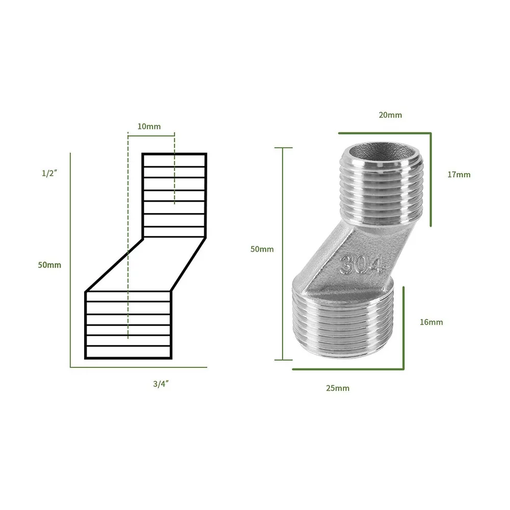 S connector 1/2'' male to 3/4 inch male offset adapter hardware - Image 3