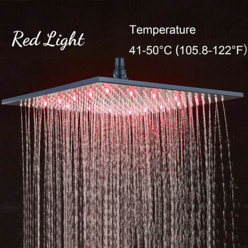 Matte Black Ceiling Mounted Rainfall Shower Faucet: 12'' or 16'' with LED Option - Image 6