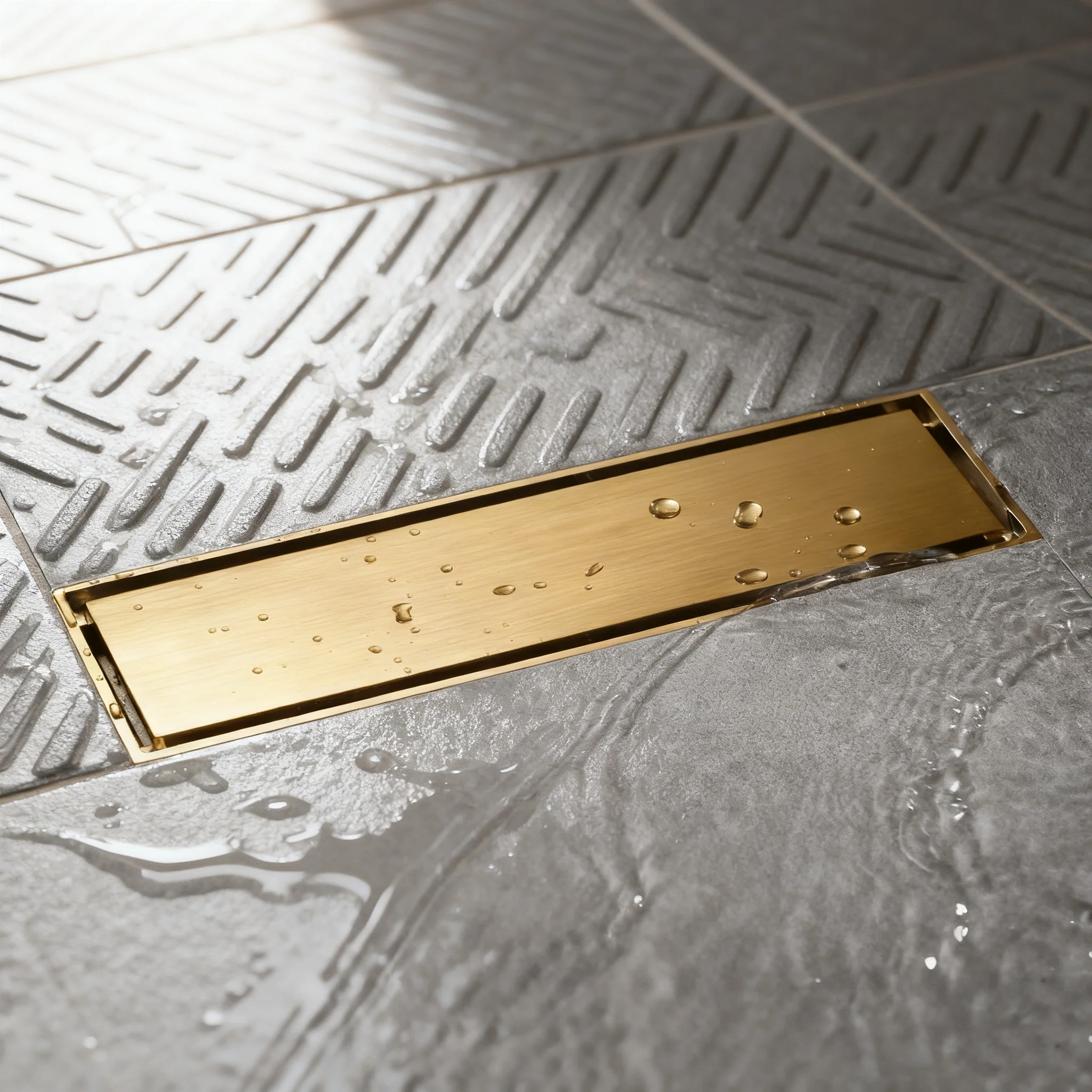 12-Inch Brushed Nickel or Brushed Gold or Matte Black Rectangular Floor Drain - Solid Pattern Cover Grate - Removable - Includes Accessories - Image 3