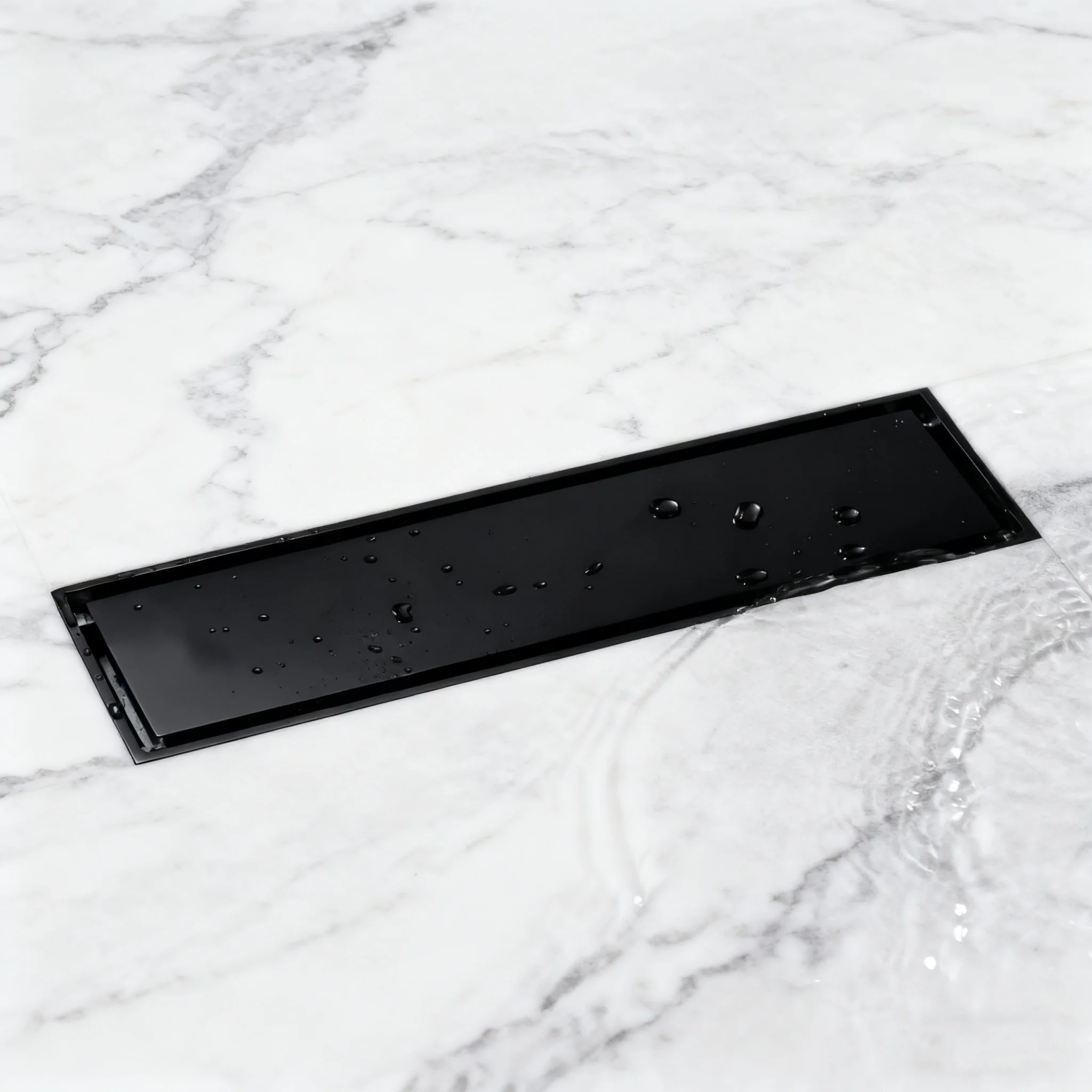 12-Inch Brushed Nickel or Brushed Gold or Matte Black Rectangular Floor Drain - Solid Pattern Cover Grate - Removable - Includes Accessories - Image 9