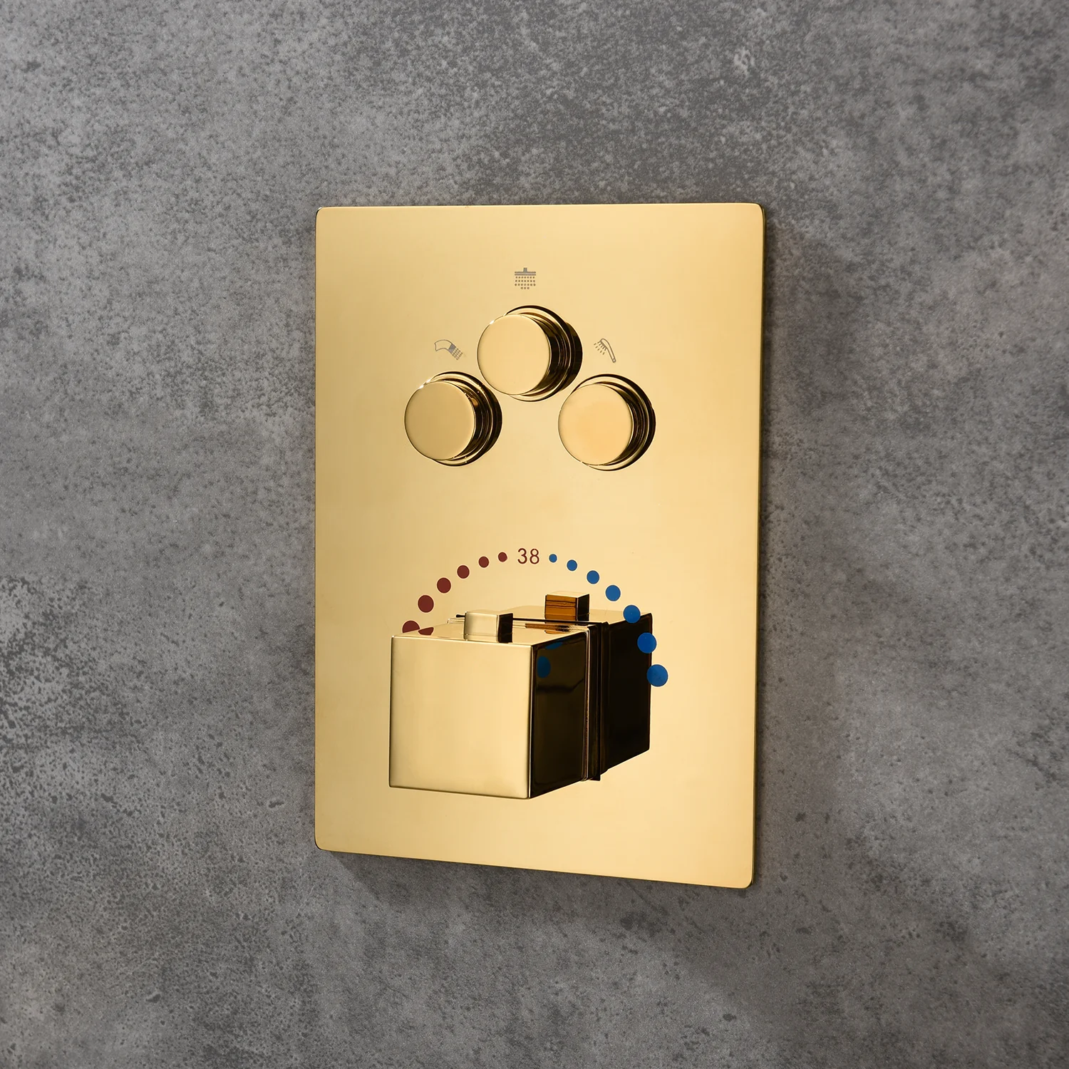 12-Inch or 16-Inch Ceiling-Mounted Polished Gold 3-Way Thermostatic Shower System with regular head - Image 5