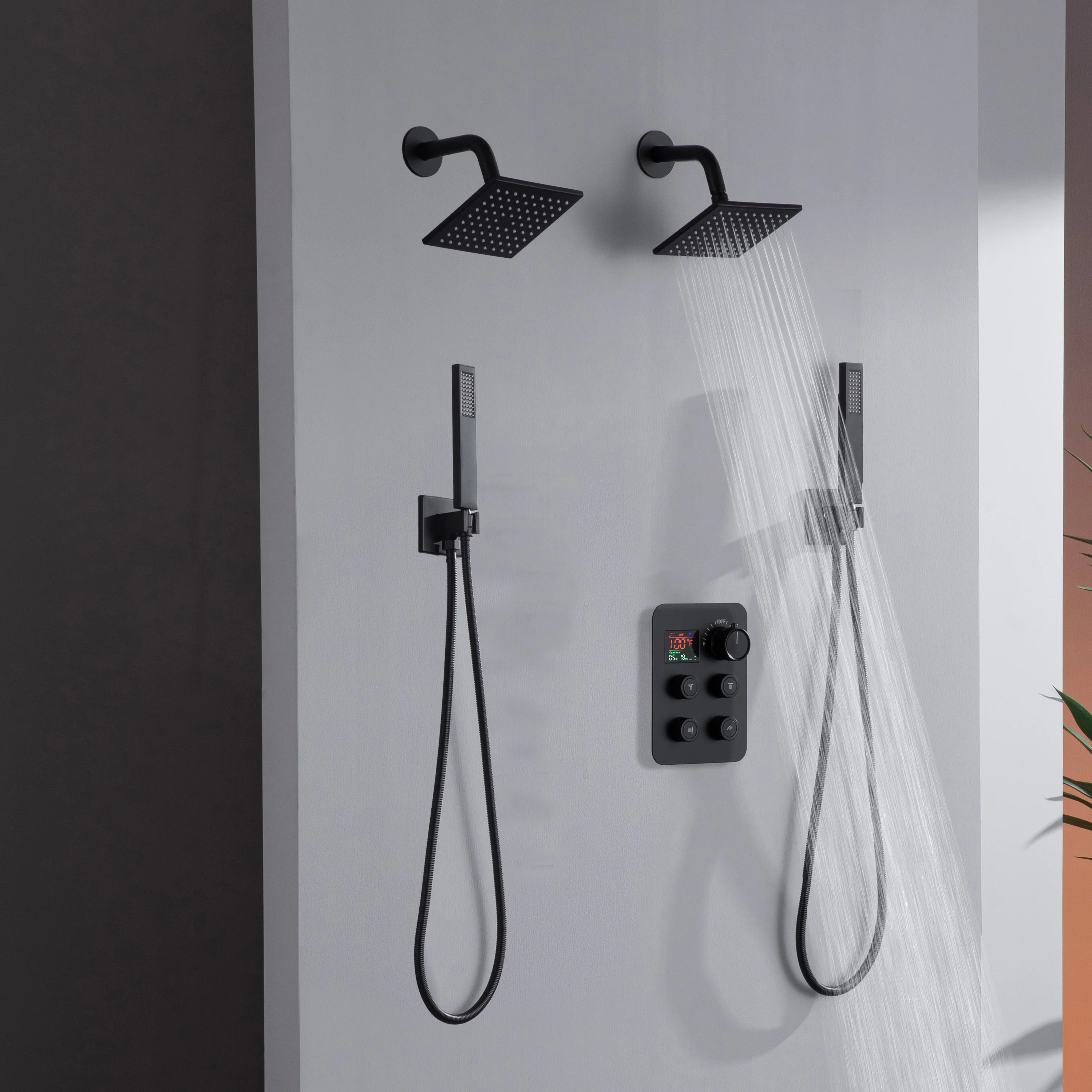 4-Way Thermostatic Faucet with Dual Regular Heads and Dual Handle wands - Image 15