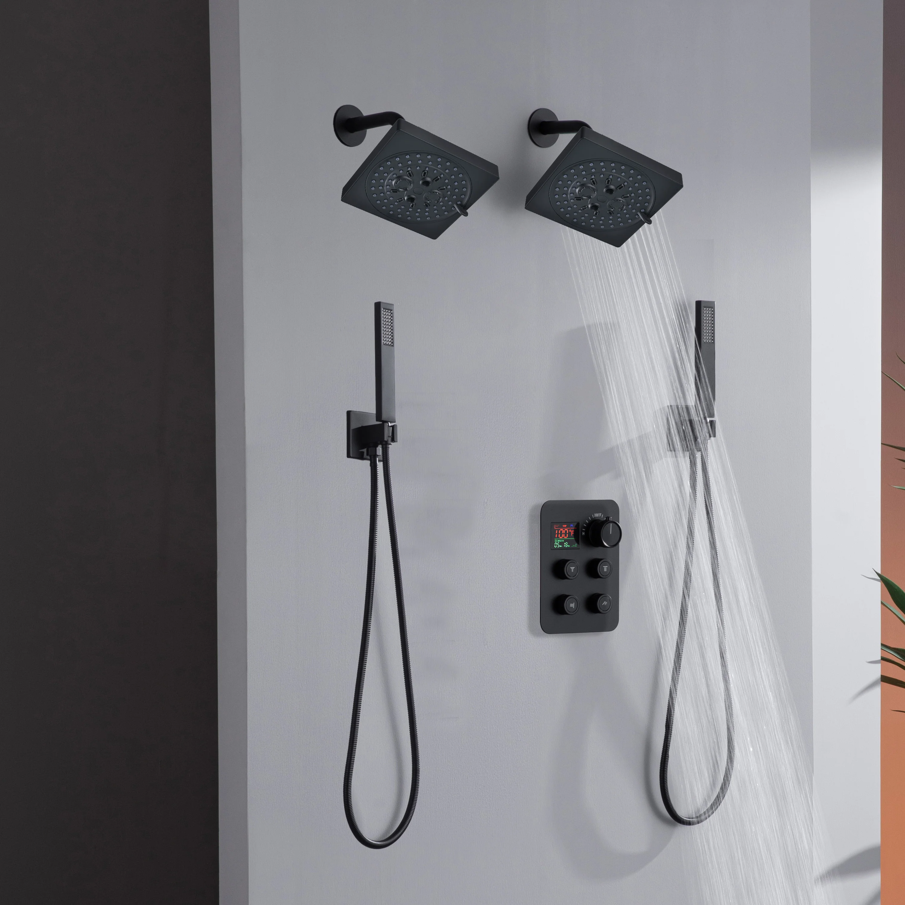 4-Way Thermostatic Faucet with Dual Regular Heads and Dual Handle wands - Image 16