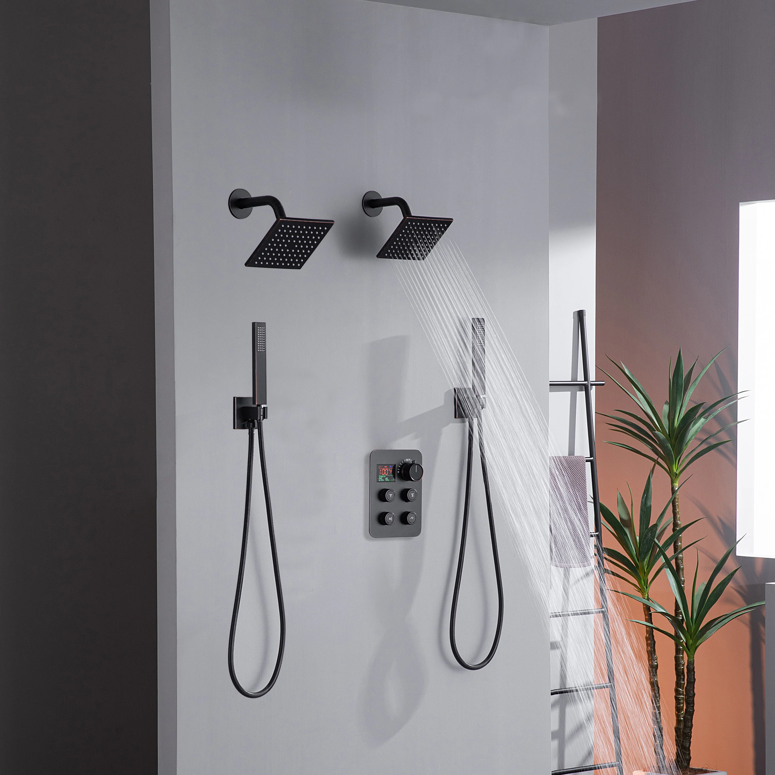 4-Way Thermostatic Faucet with Dual Regular Heads and Dual Handle wands - Image 29