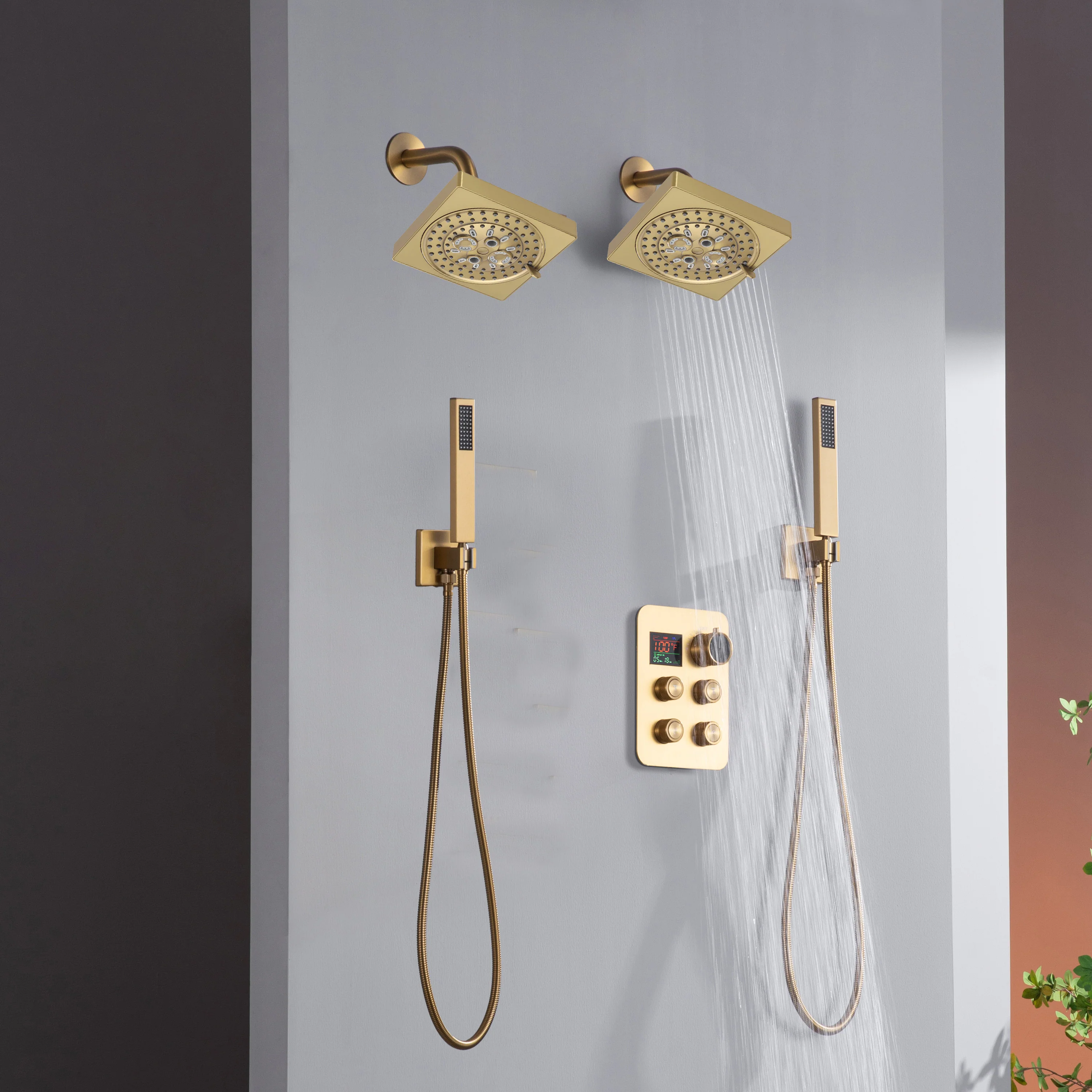 4-Way Thermostatic Faucet with Dual Regular Heads and Dual Handle wands - Image 8
