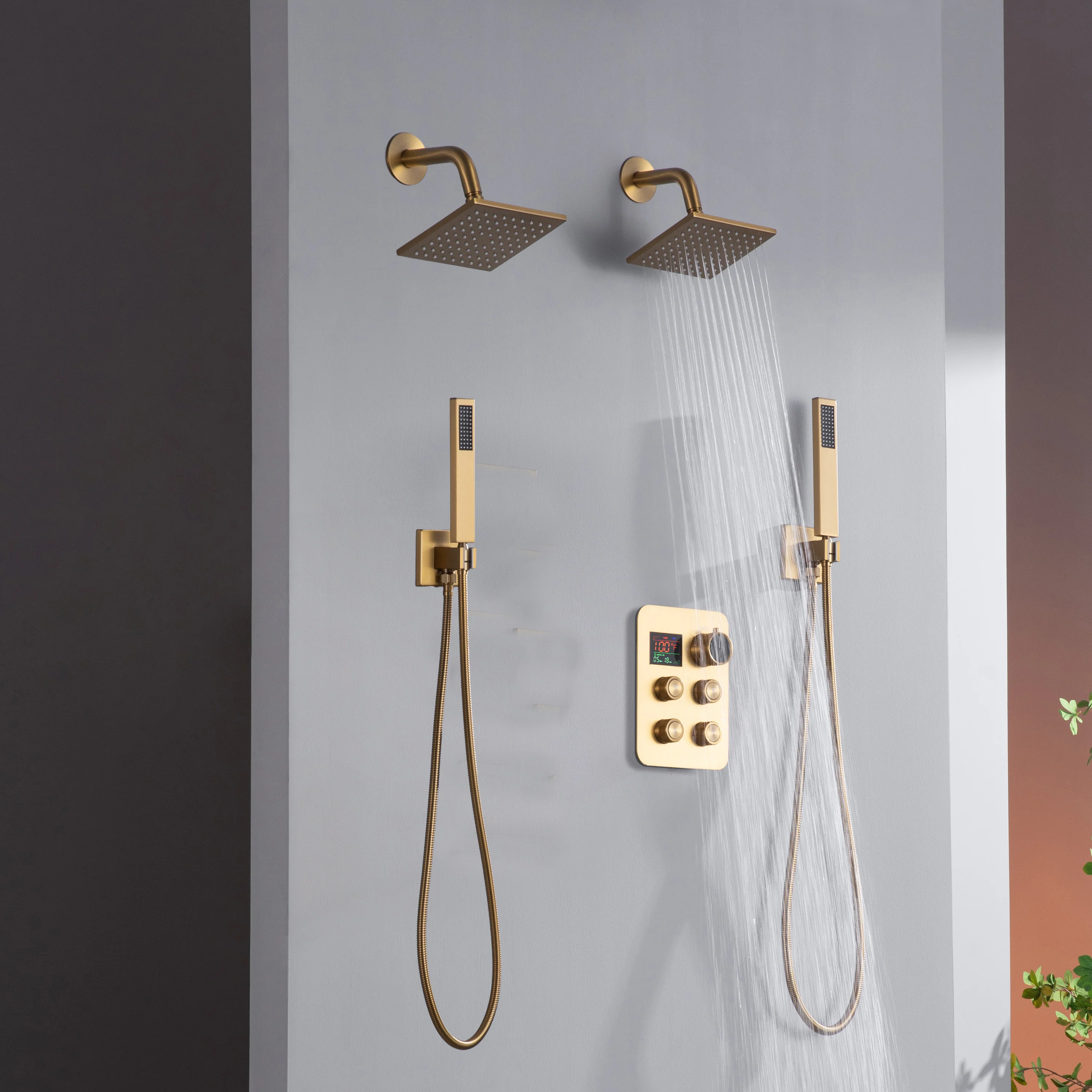 4-Way Thermostatic Faucet with Dual Regular Heads and Dual Handle wands - Image 9