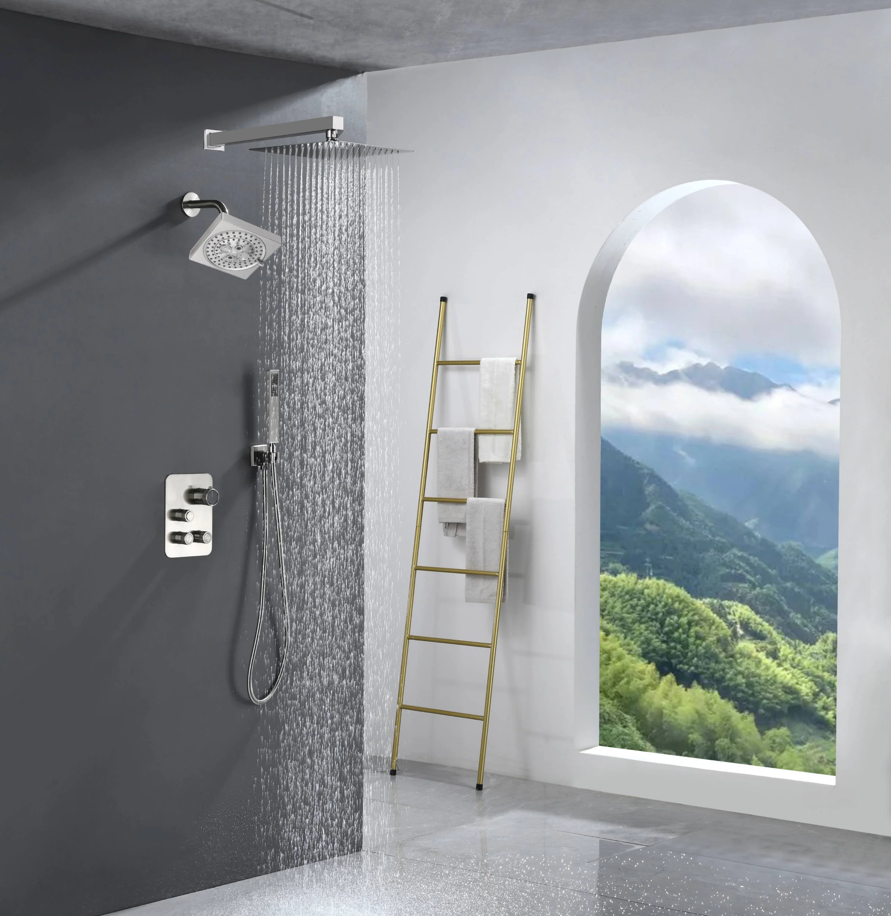 12" or "16" Rainfall Head 3-Way Thermostatic Shower Faucet with Regular Head - Image 29