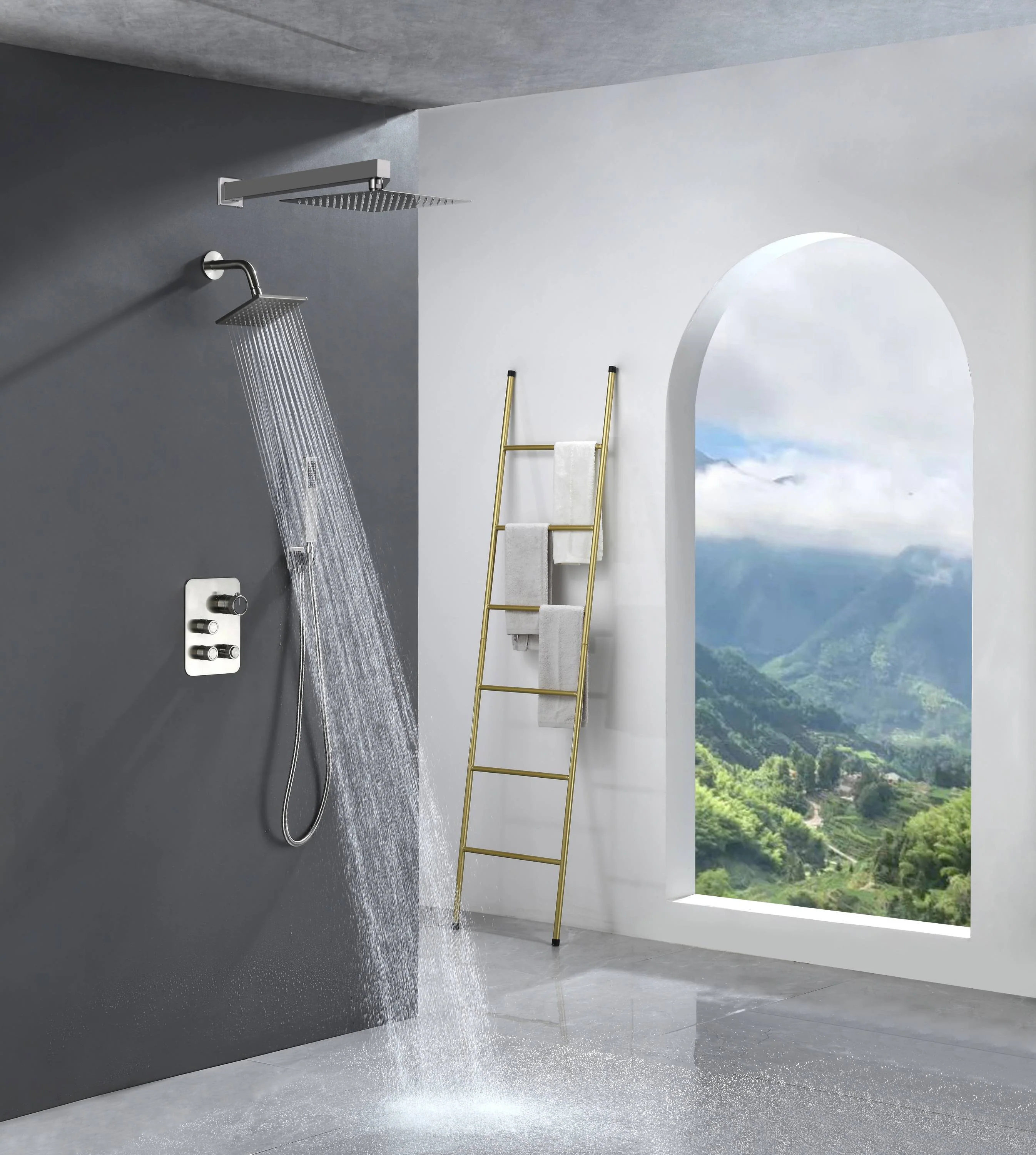 12" or "16" Rainfall Head 3-Way Thermostatic Shower Faucet with Regular Head - Image 30
