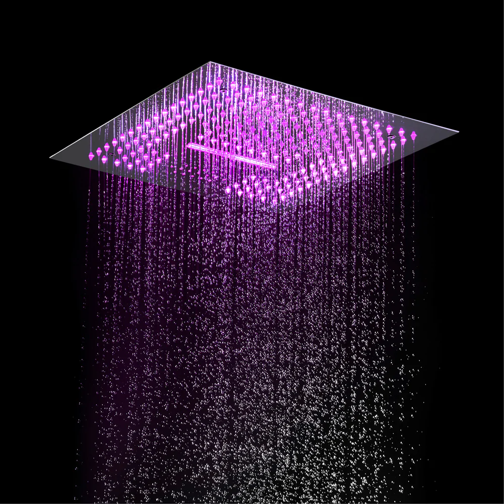16-Inch Chrome Thermostatic Shower Faucet: Flush-Mounted, 64-Color LED Lighting, Bluetooth Music, 4-Way Control, and 4-Inch Body Jet Features - Image 5