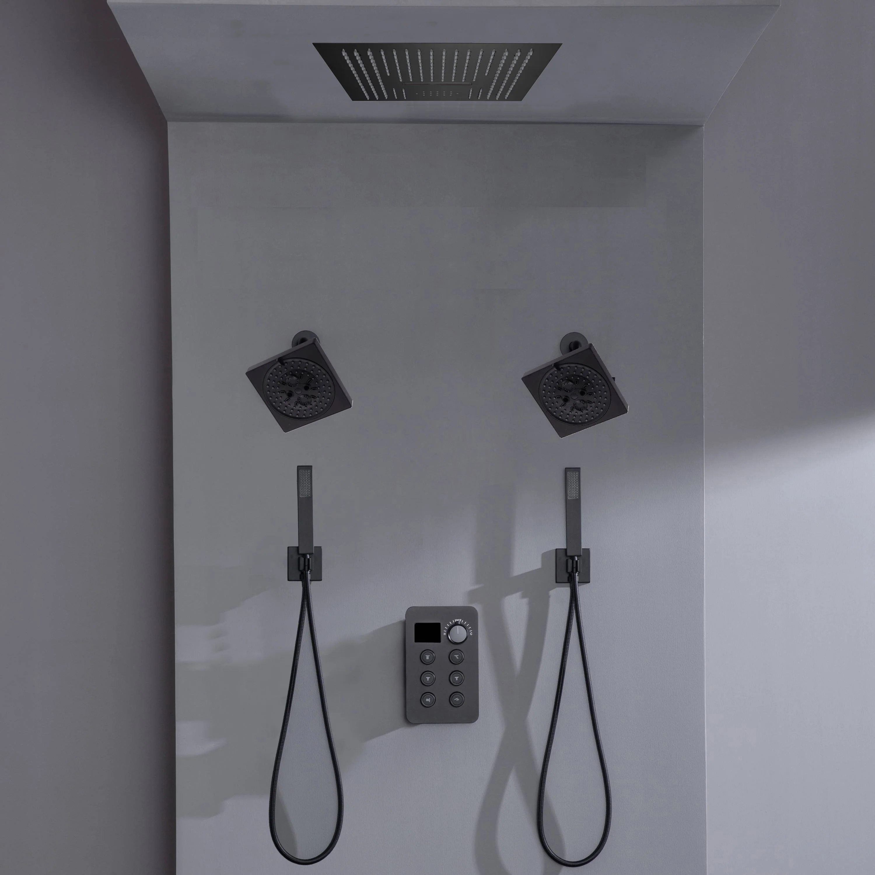 16-inch Bluetooth Music LED 6-Way Digital Thermostatic Shower  System with Waterfall,Dual Handle Wands, Regular Head - Image 5