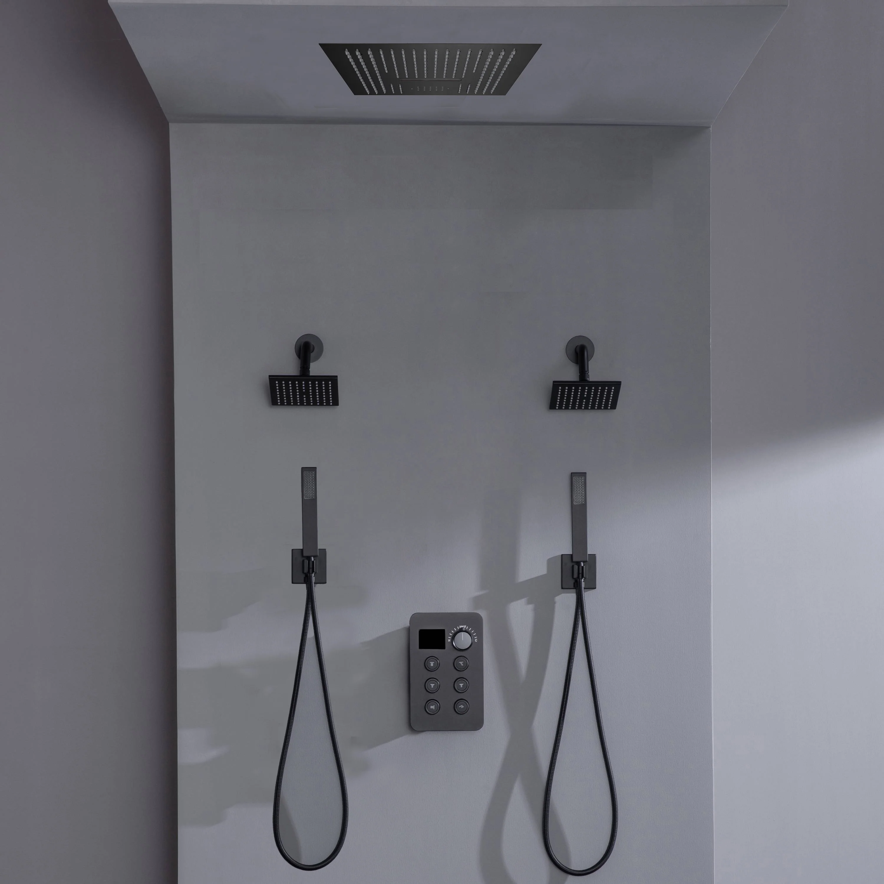 16-inch Bluetooth Music LED 6-Way Digital Thermostatic Shower  System with Waterfall,Dual Handle Wands, Regular Head - Image 6