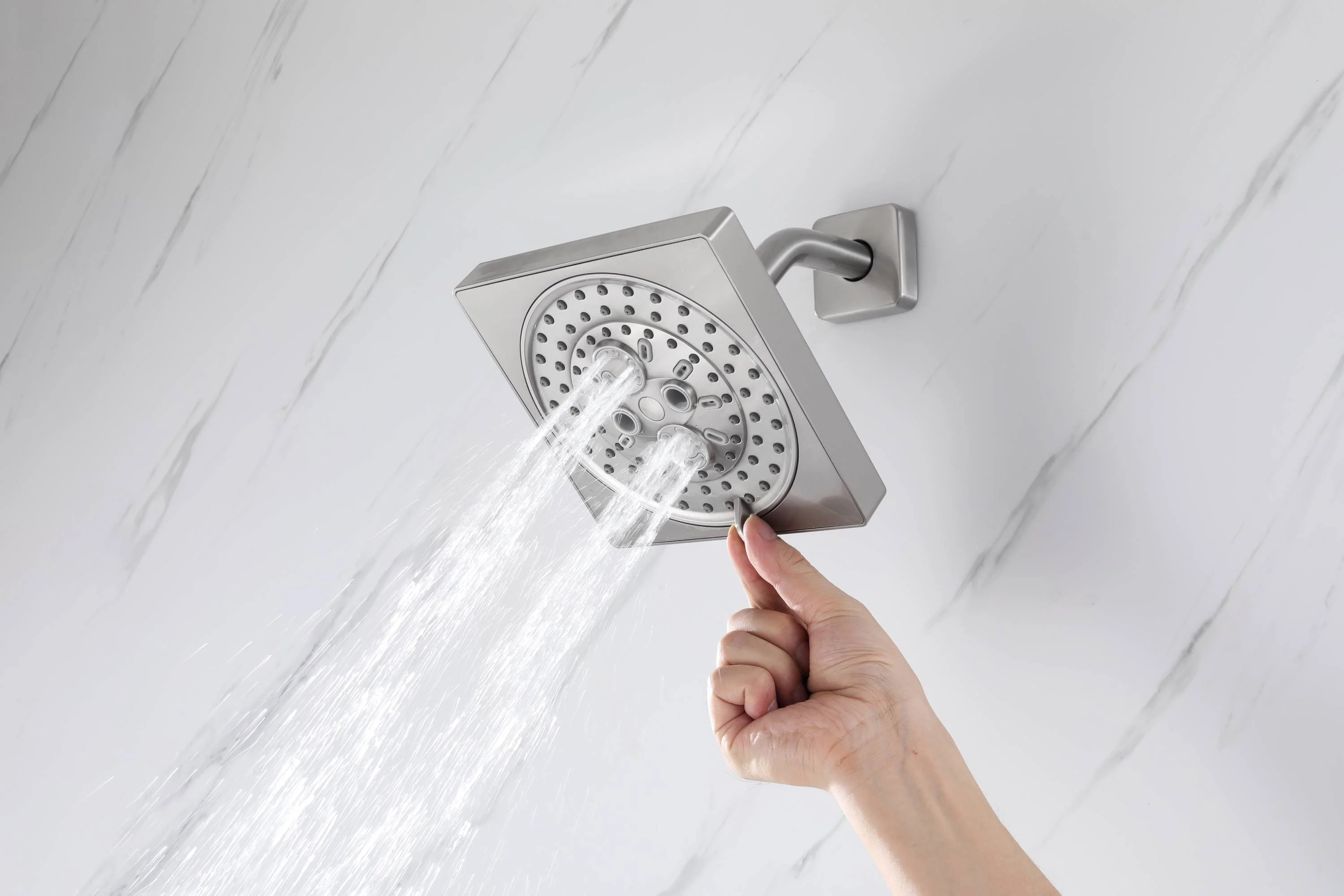 20" Brushed Nickel Rainfall Shower System: 6-Way Thermostatic Valve, Dual Heads, 6 Body Jets - Image 19