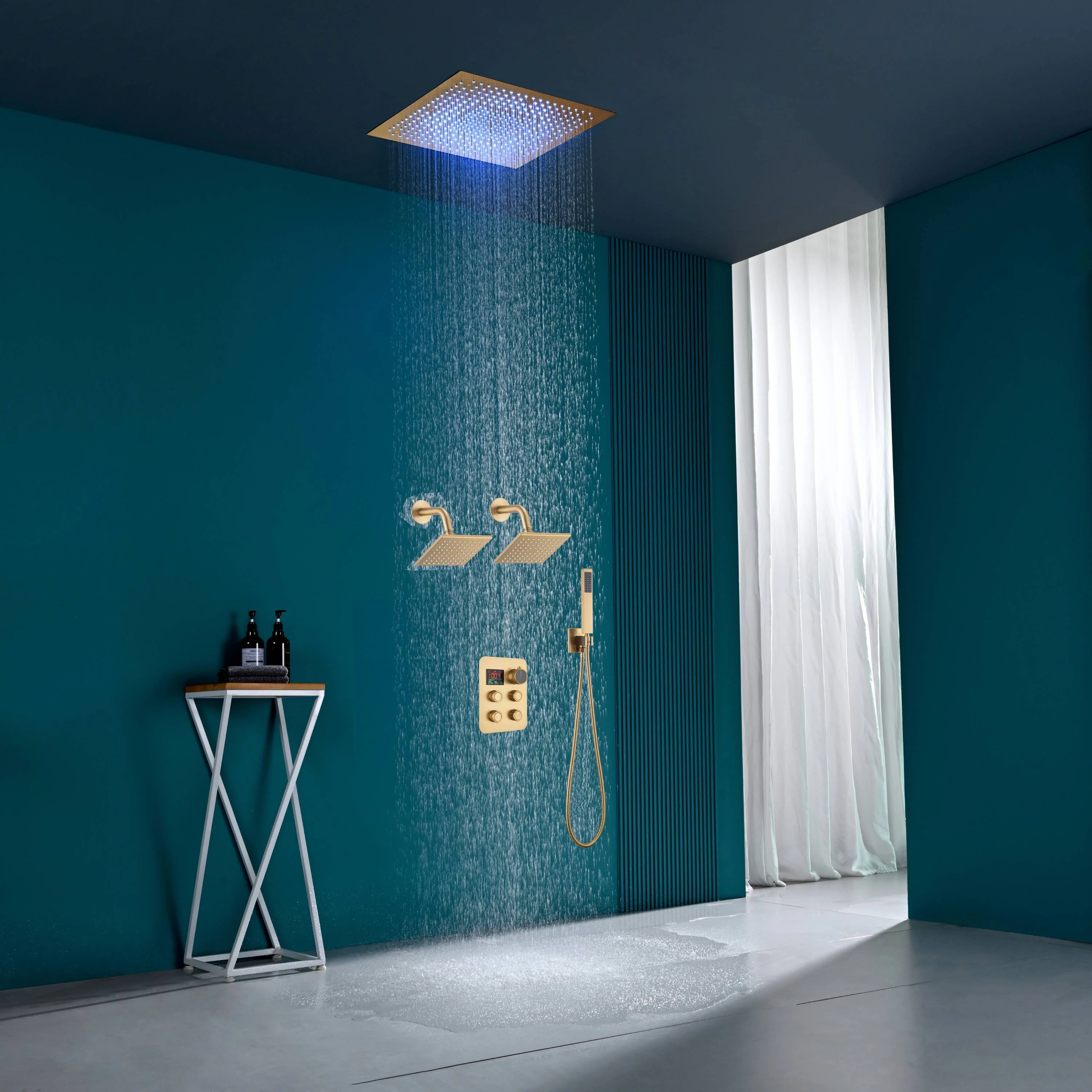 16" or 20" Flush Mount LED Rain Head Shower System with Dual Regular Heads - Image 33