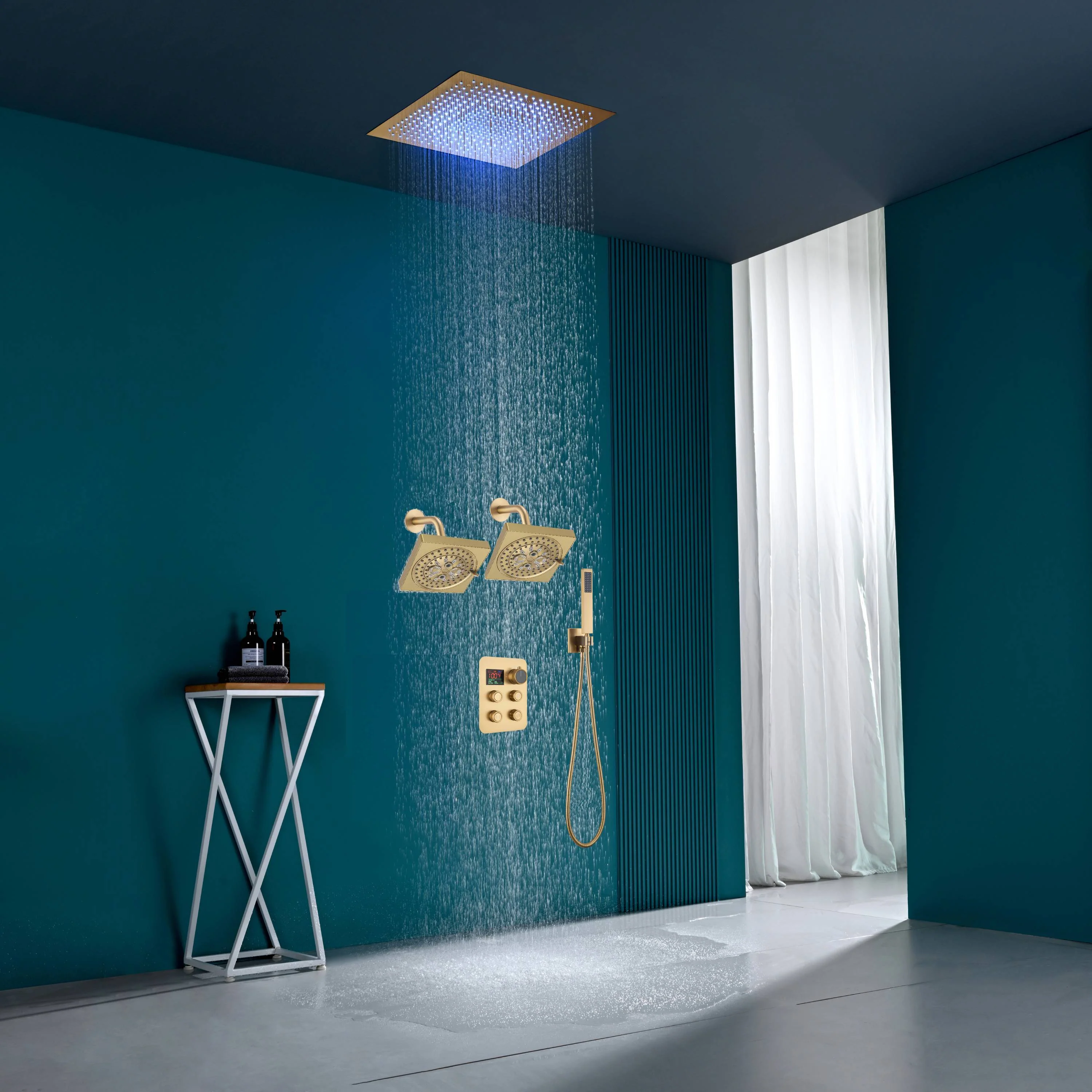 16" or 20" Flush Mount LED Rain Head Shower System with Dual Regular Heads - Image 34