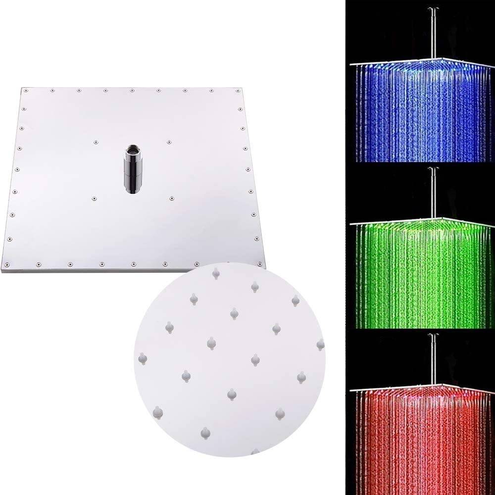Chrome Ceiling Mount 12-Inch or 16-Inch Rain Shower System: LED or Non-LED, 3-Way Digital Thermostatic Control, Sliding Bar, and 4-Inch Body Jets - Image 3