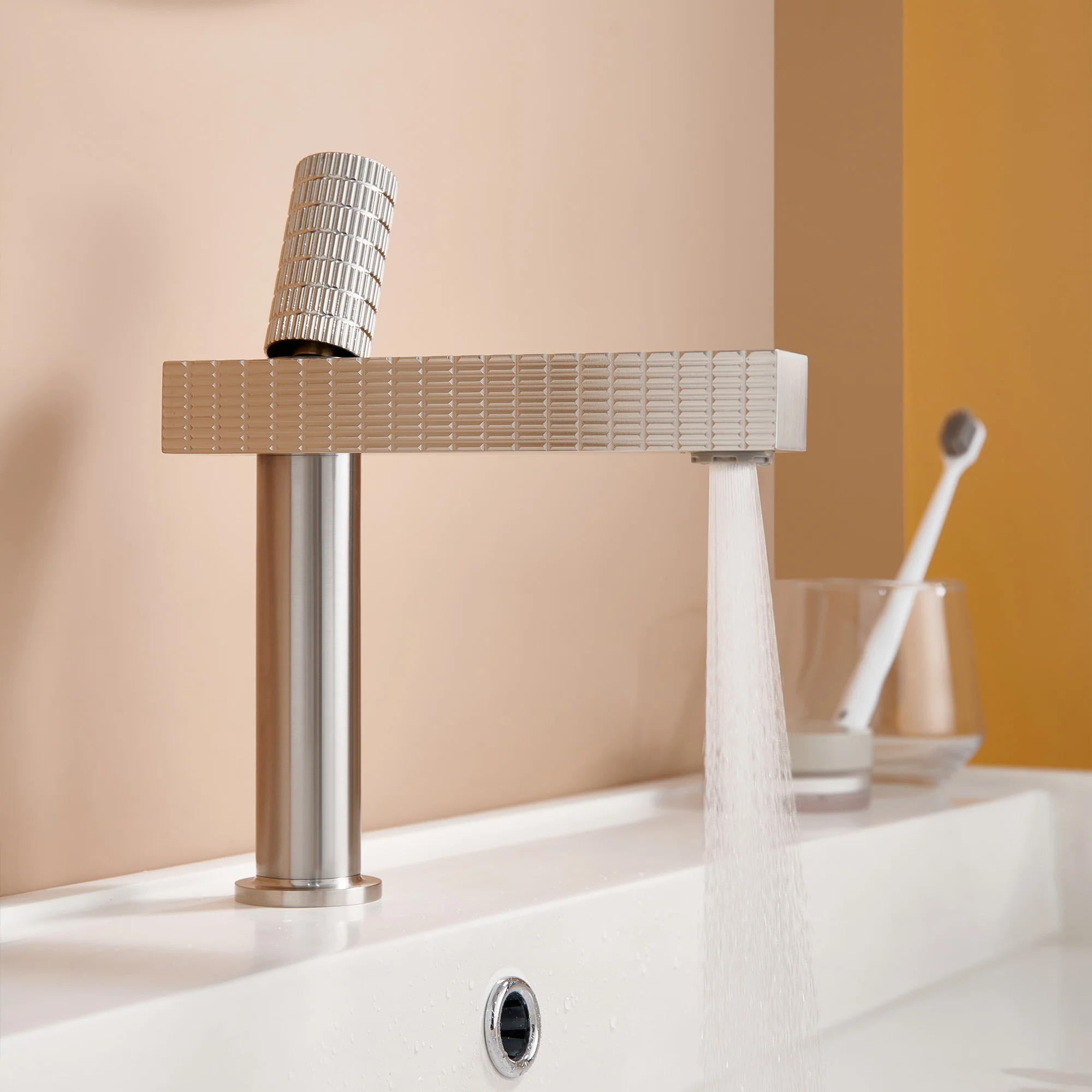 Brushed gold or Brushed Nickel or Matte Black Or Rose Gold single handle brass bathroom faucet with pop up drain - Image 15