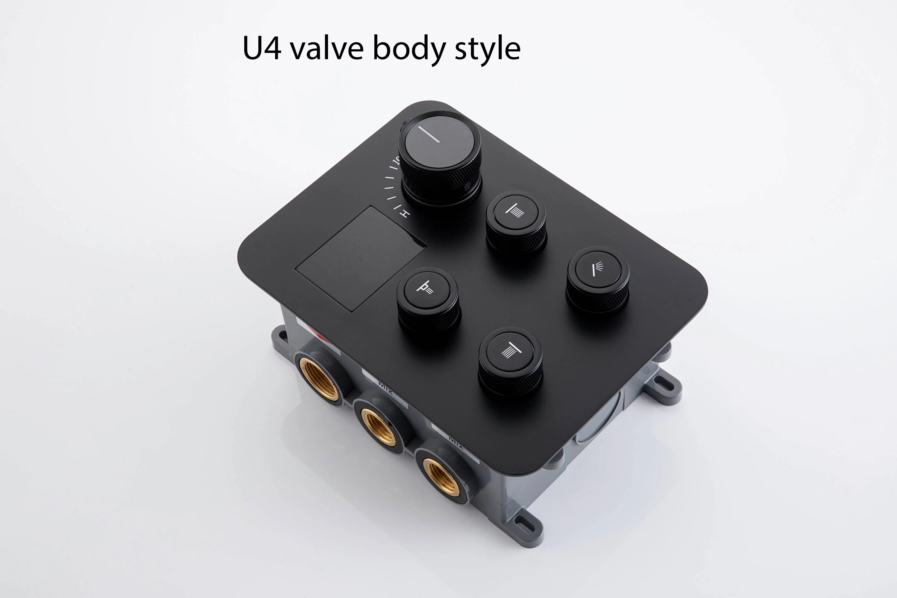 20'' ceiling mounted LED matte Black 3 way thermostatic valve tub spout that each function run at the same time and separately - Image 16