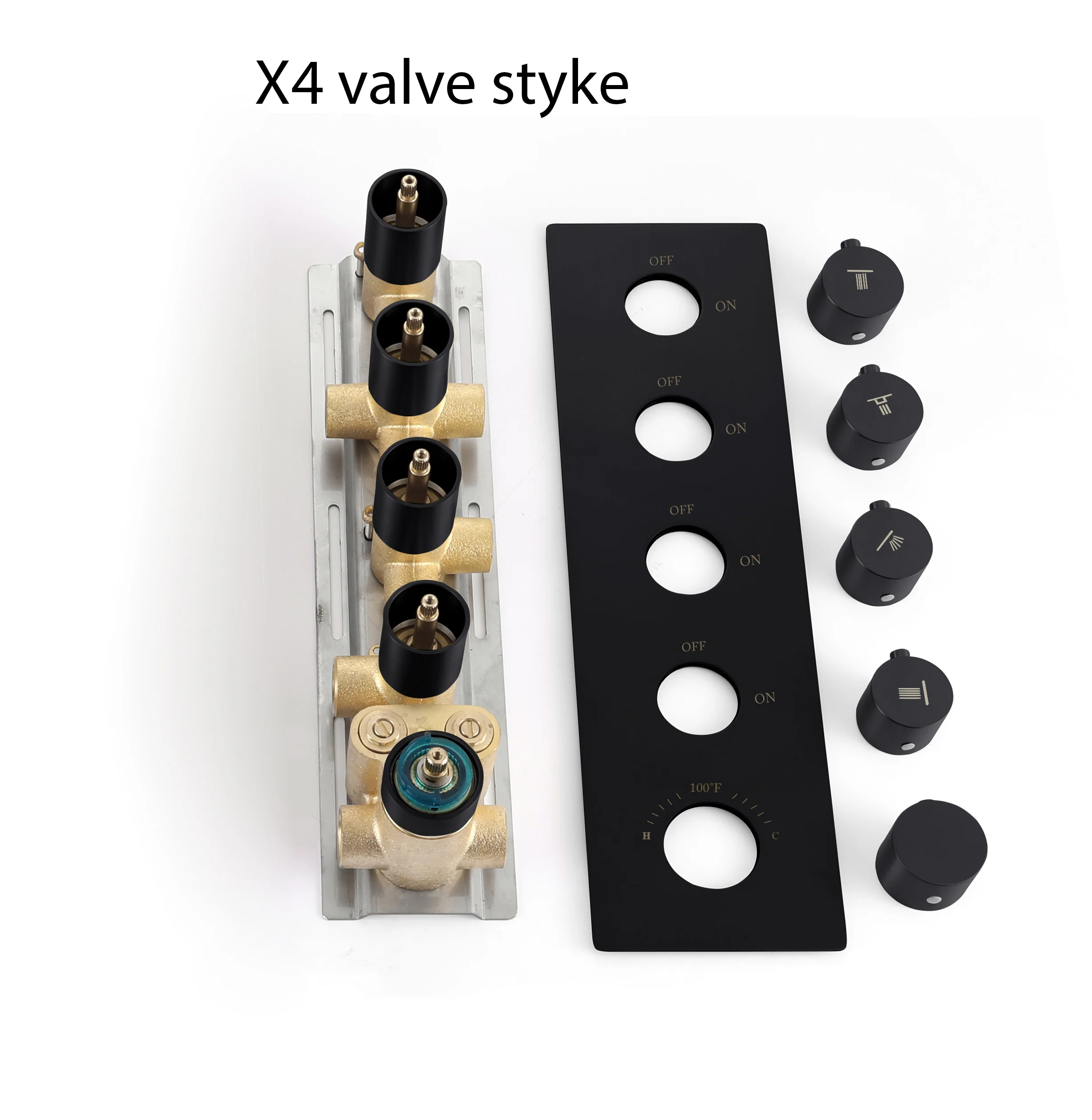 20'' ceiling mounted LED matte Black 3 way thermostatic valve tub spout that each function run at the same time and separately - Image 17