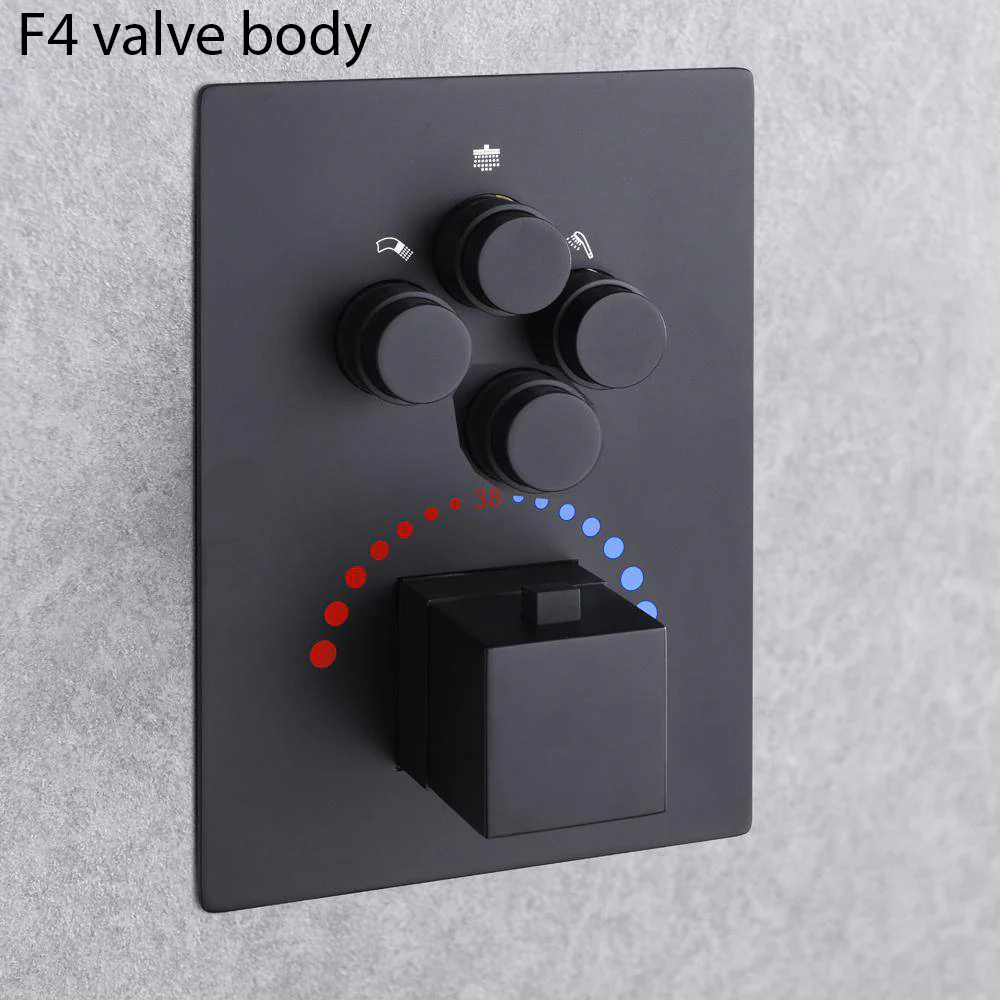 20'' ceiling mounted LED matte Black 3 way thermostatic valve tub spout that each function run at the same time and separately - Image 19
