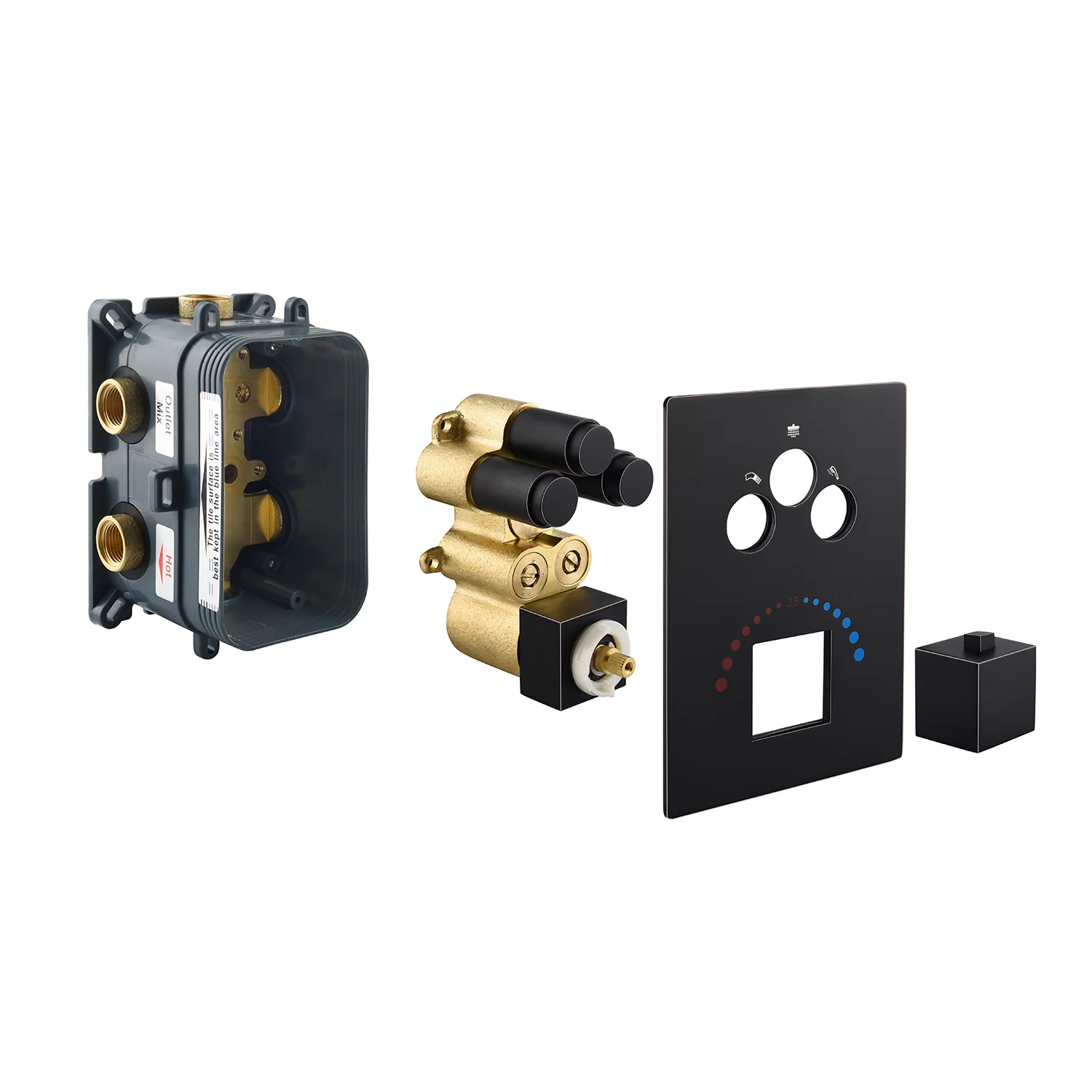 LED Oil Rubbed Bronze 20" Ceiling-Mounted 3-Way Thermostatic Shower Faucet - Image 11
