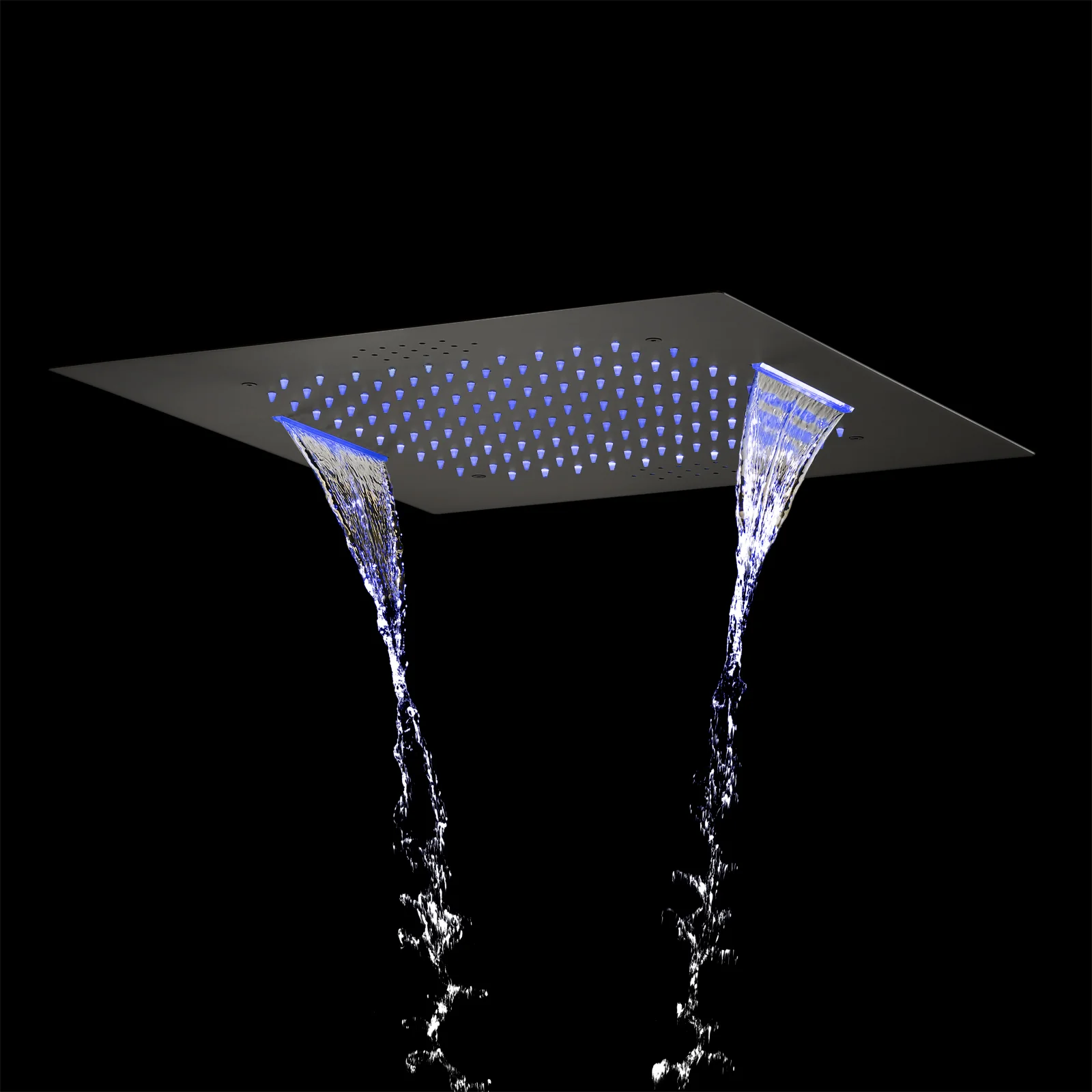 waterfall rainfall 20'' or 24 '' Flushed on ceiling matte Black 3 way thermostatic shower faucets - Image 23