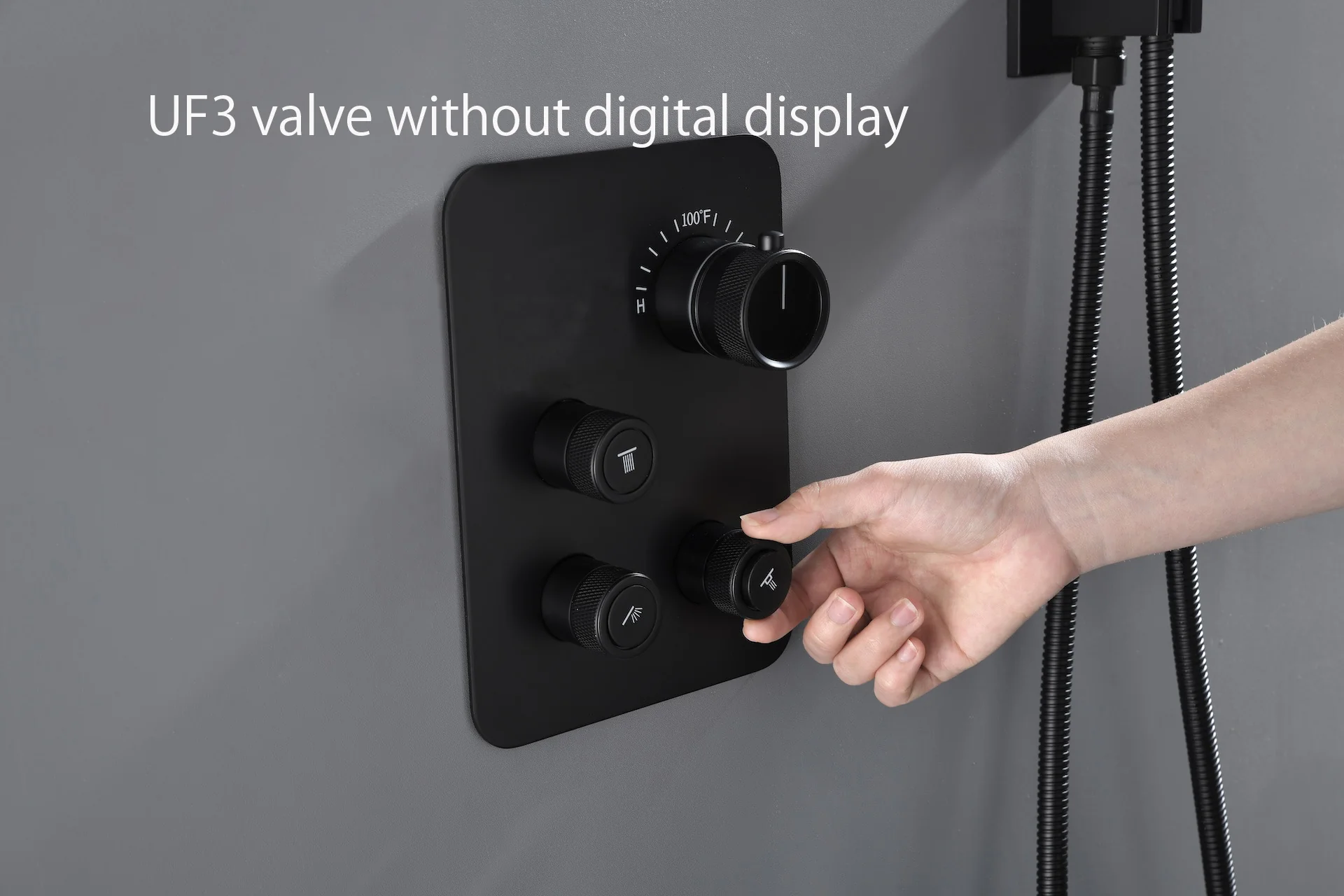 waterfall rainfall 20'' or 24 '' Flushed on ceiling matte Black 3 way thermostatic shower faucets - Image 9