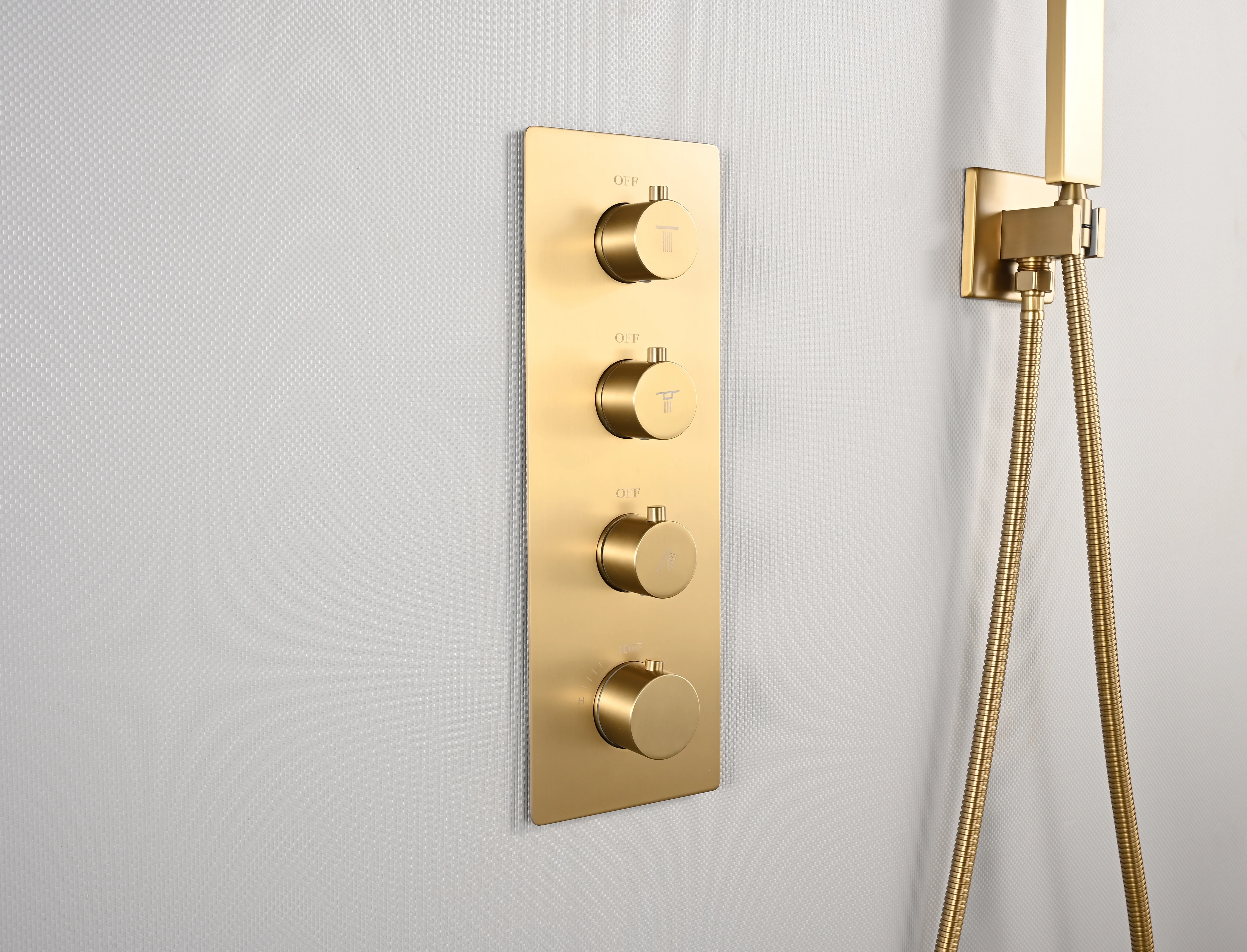 20 inch ceiling or flush mount Brushed gold 3 way thermostatic shower faucet with high pressure 6 '' head and handle sprayer - Image 13