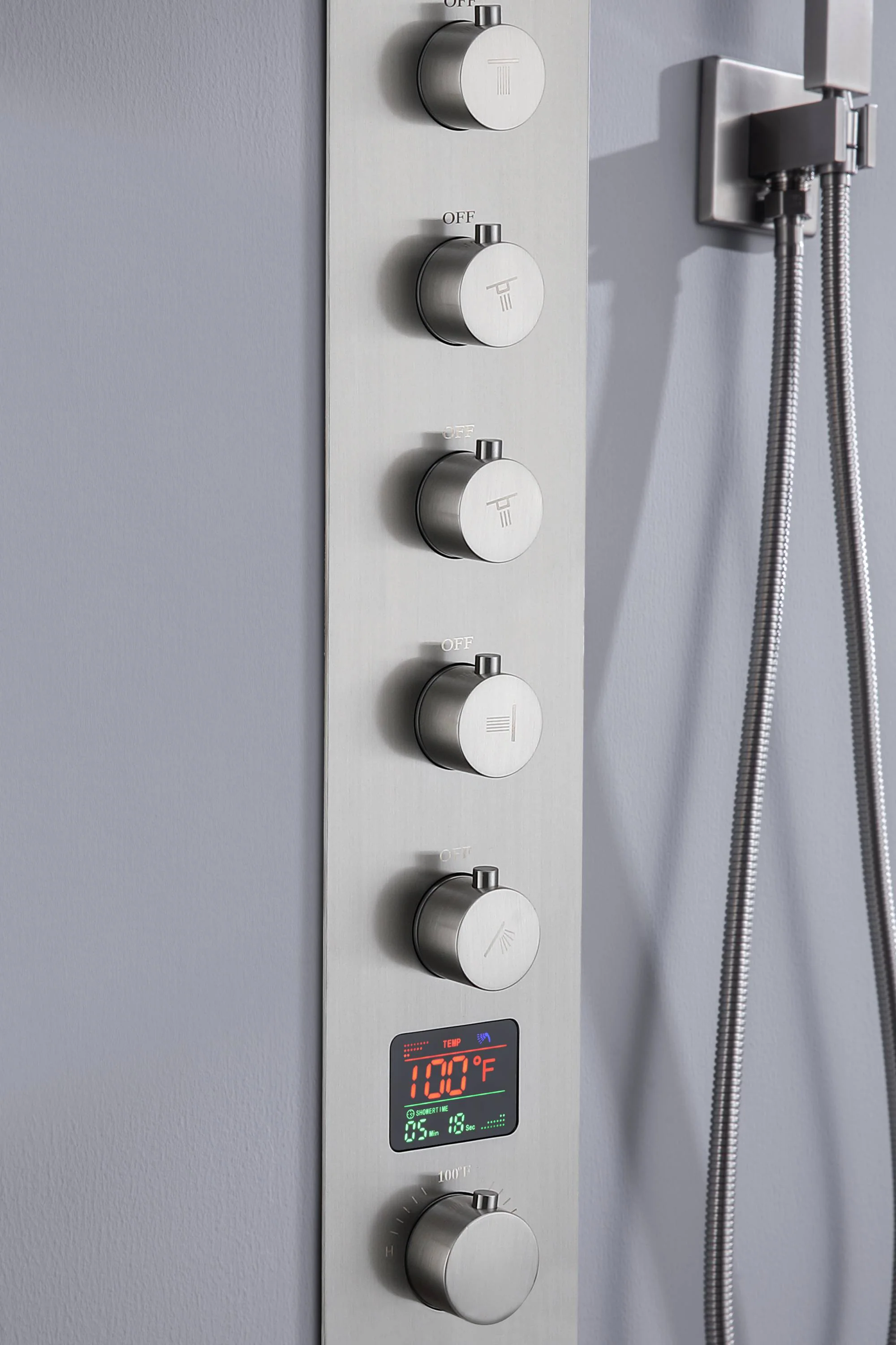 16 inch  flush-mount or ceiling mount rainfall waterfall shower systems 6 way thermostatic valve with 6 body jets and sliding bar and  regular head - Image 5