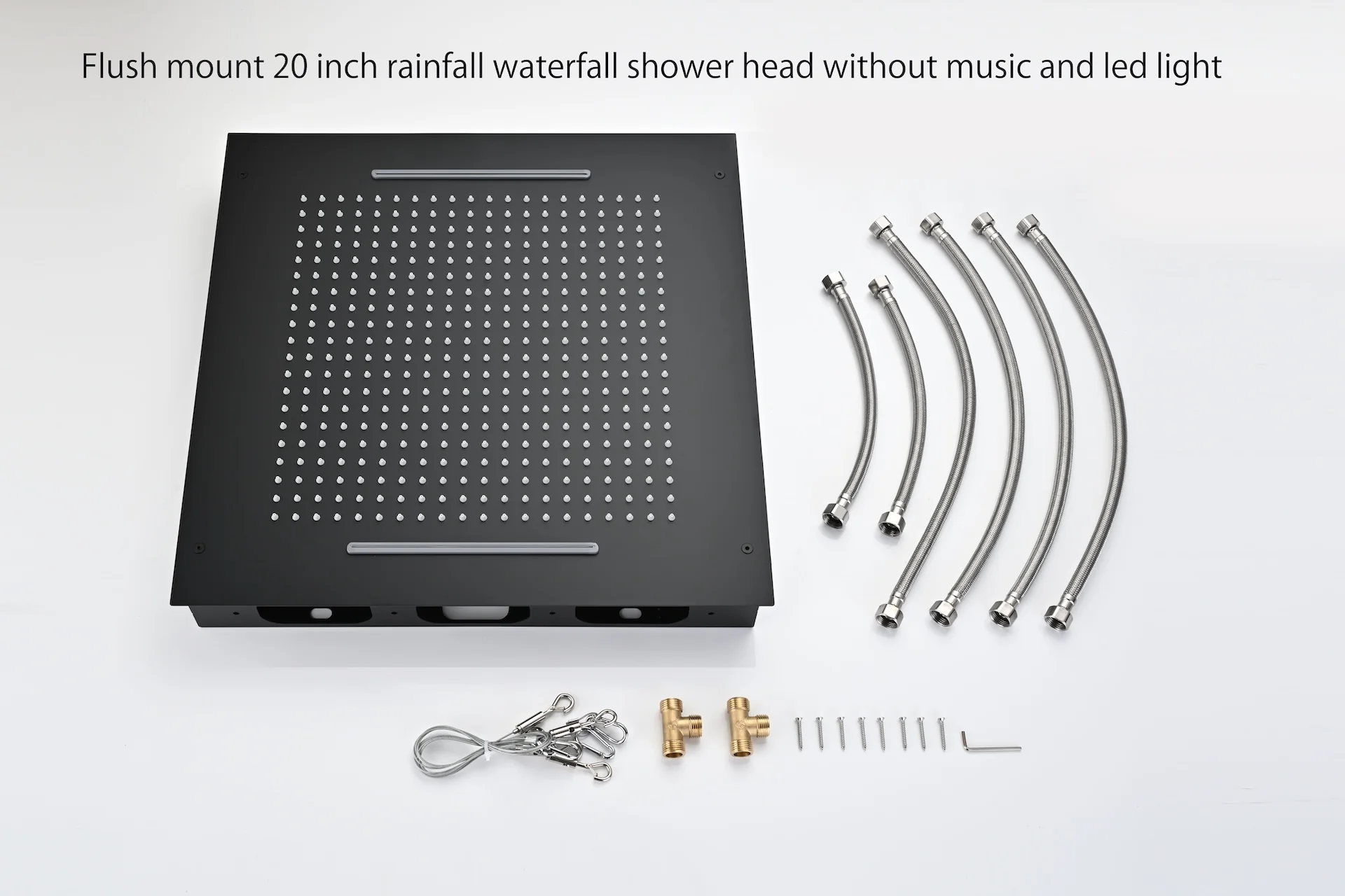 20 inch  flush-mount or ceiling mount rainfall waterfall shower systems 6 way thermostatic valve with 6 body jets and sliding bar and  regular head - Image 47