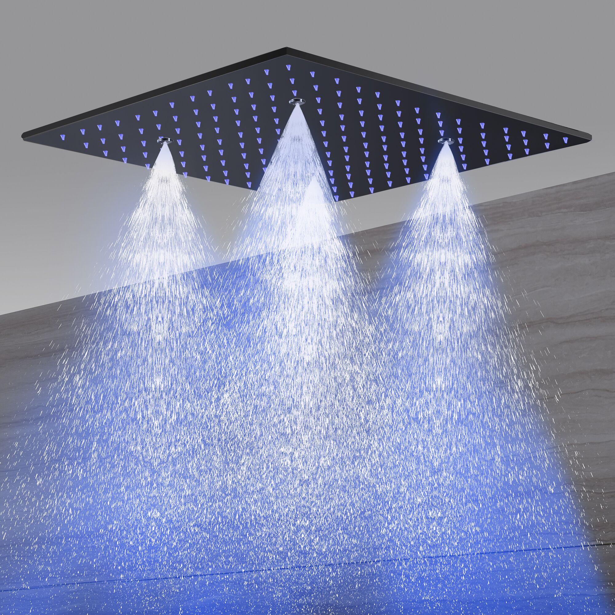 Matte Black 3-Way Thermostatic Shower System with 20-Inch Ceiling-Mounted LED Rain Mist Shower Head - Image 4