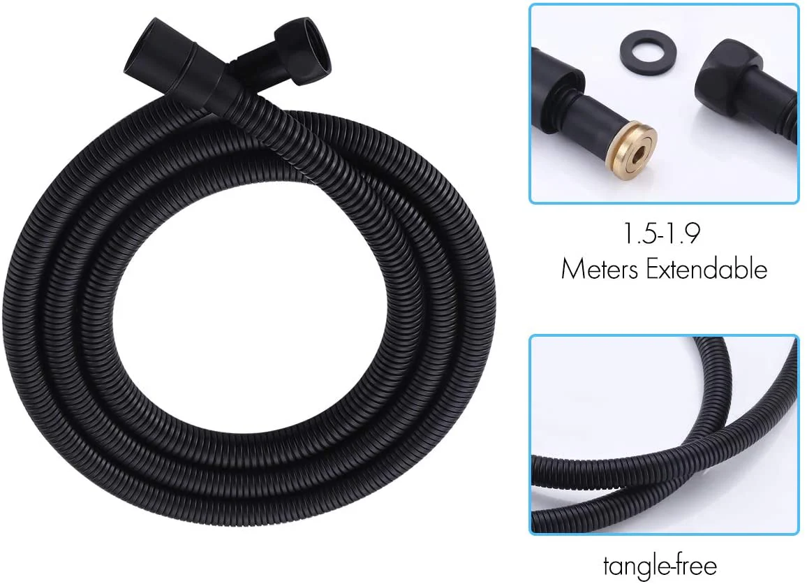 Matte Black Ceiling Mounted Rainfall Shower Faucet: 20'' or 24'' with LED Option, Dual Function - Image 6