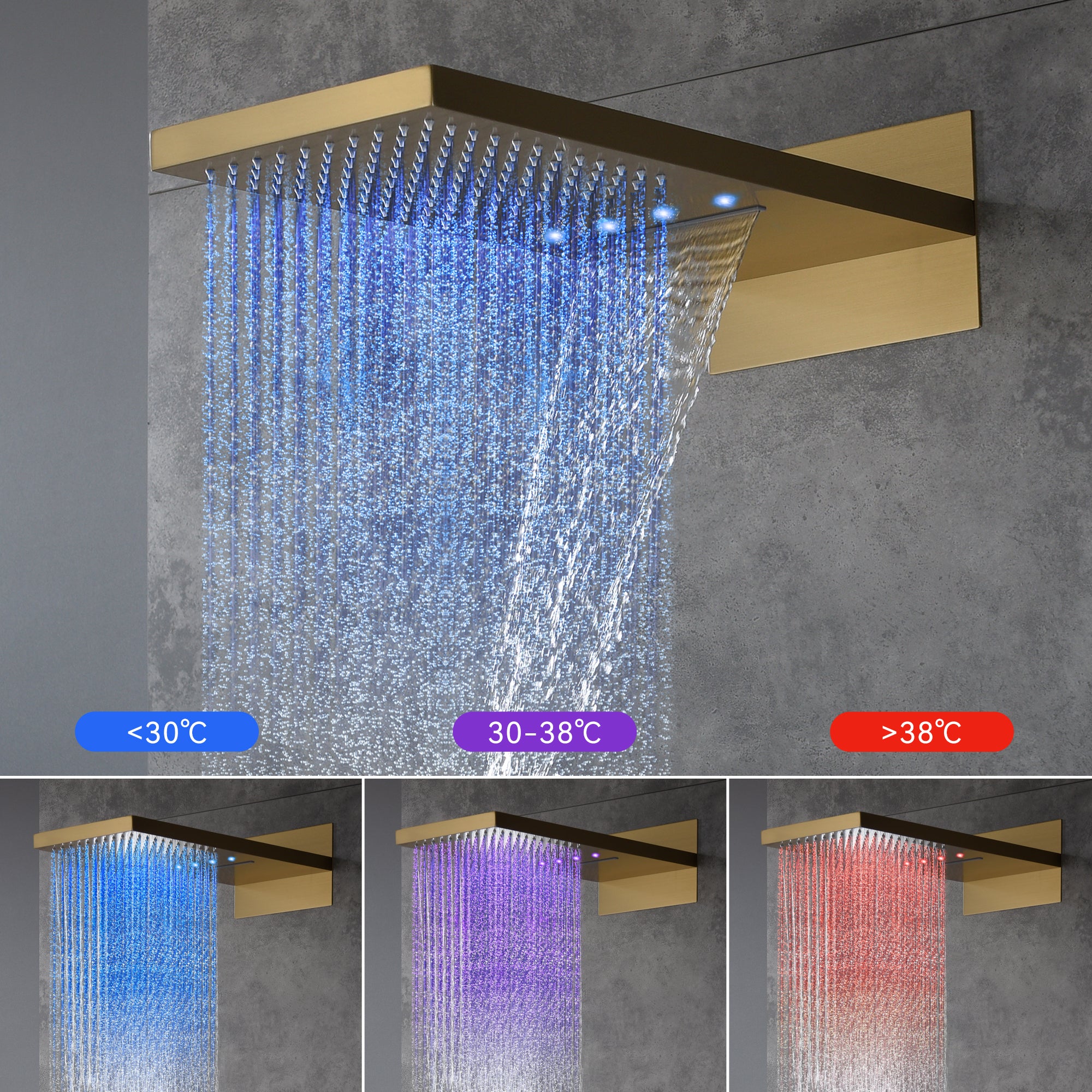 Wall Mount 22-Inch Rainfall Waterfall Shower Head with 4-Way Digital Display and Body Jets - Image 18
