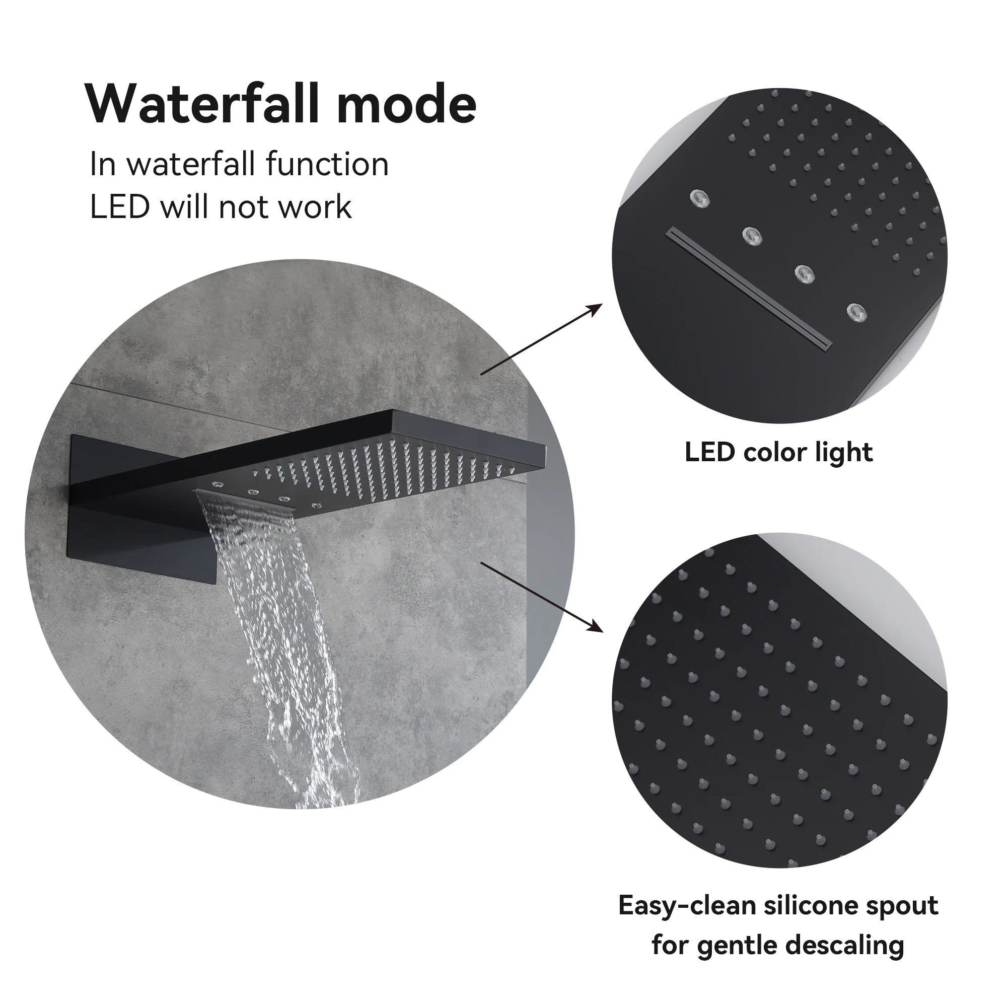Wall Mount 22-Inch Rainfall Waterfall Shower Head with 4-Way Digital Display and Body Jets - Image 31