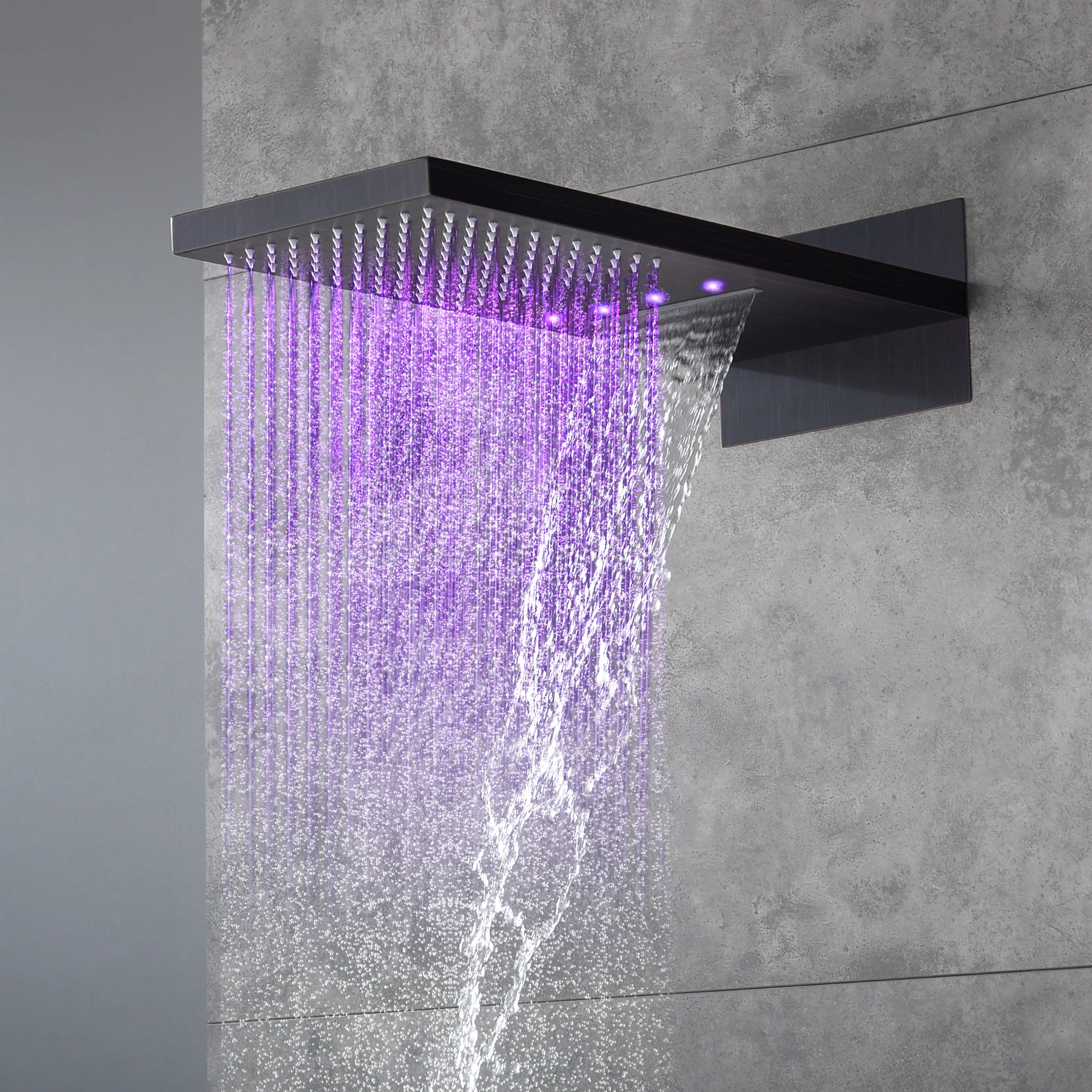 Wall Mount 22-Inch Rainfall Waterfall Shower Head with 4-Way Digital Display and Body Jets - Image 49