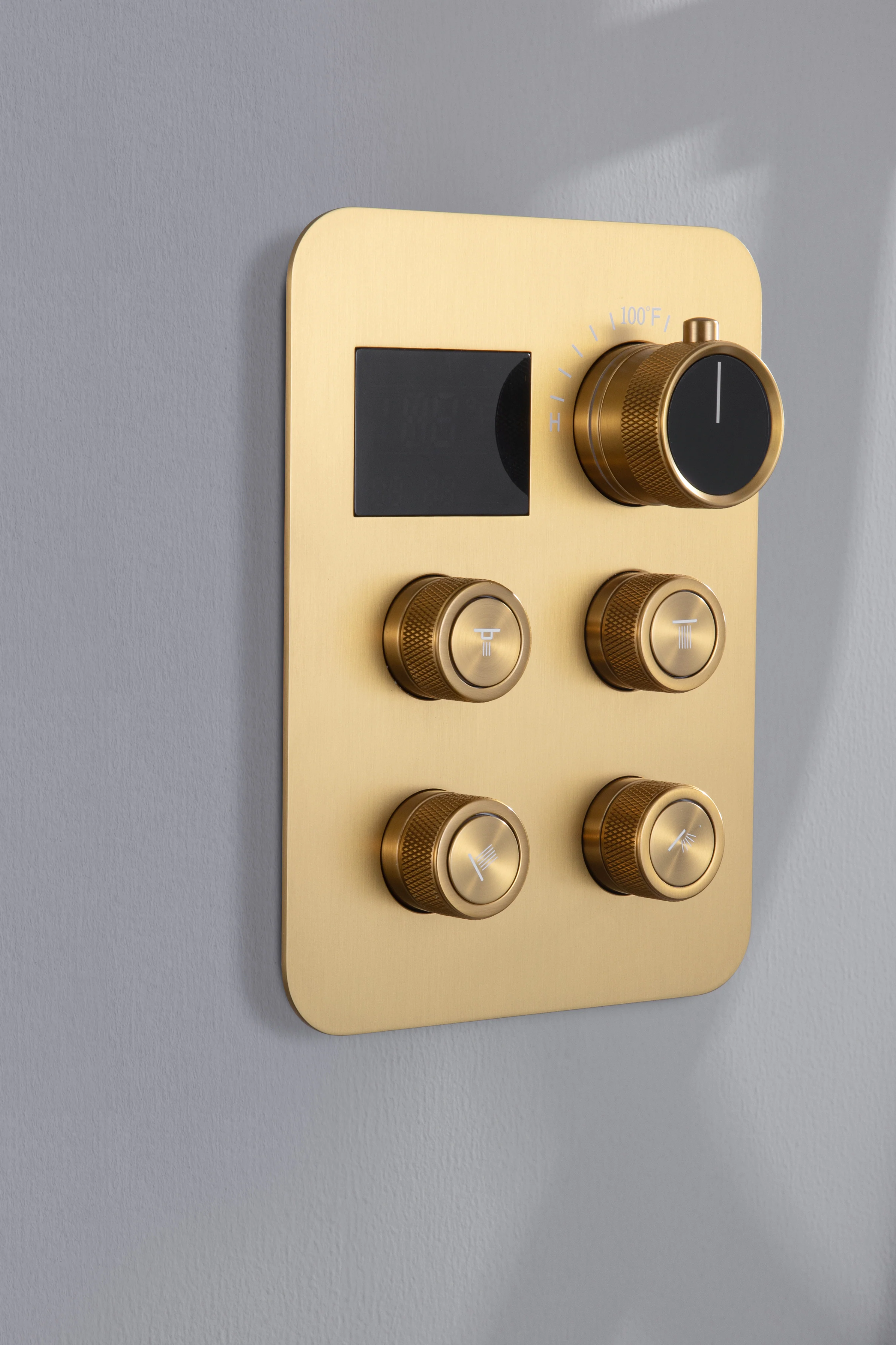 20-Inch Matte Black Or Brushed Gold Rainfall, Waterfall, and Mist Shower System with LED Colors, Bluetooth Music, 8-Way Thermostatic Valve, 6 Body Jets, and Touch Panel - Image 15