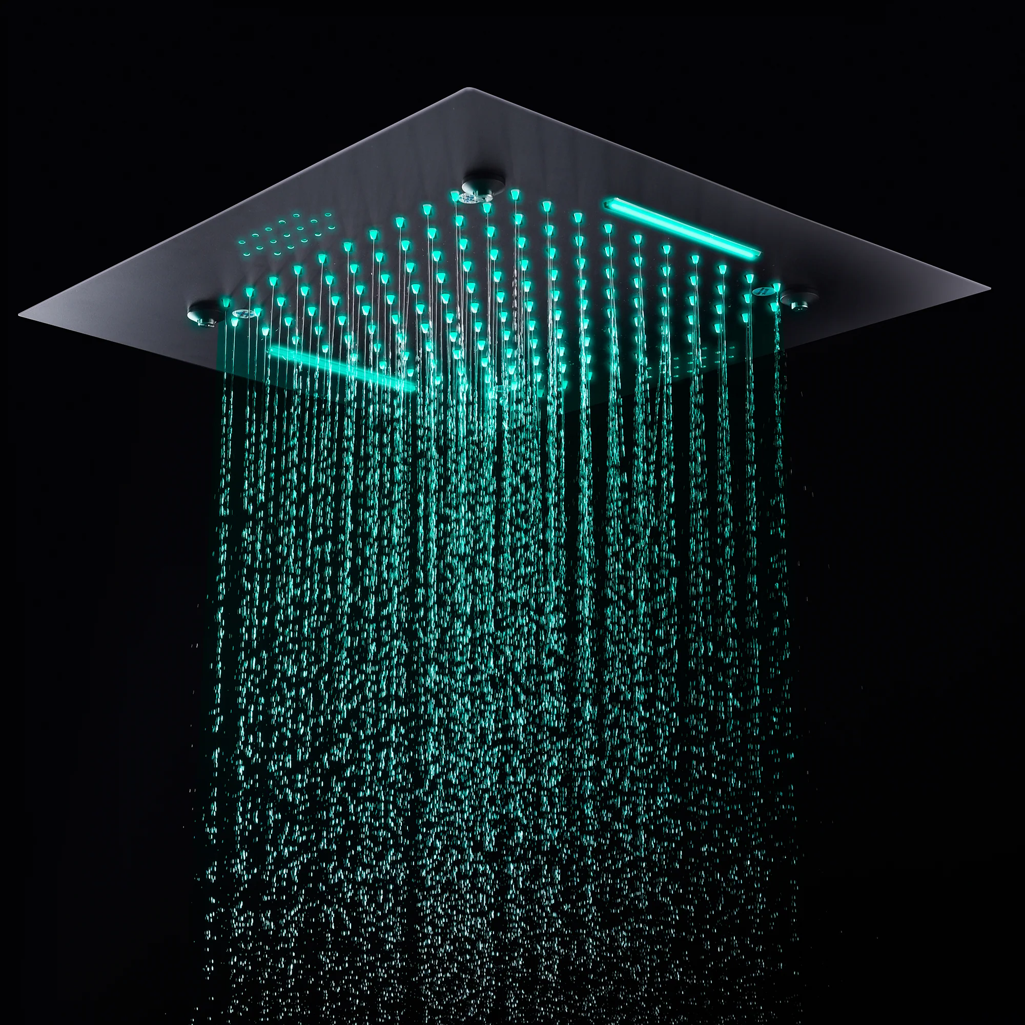 20-Inch Matte Black Or Brushed Gold Rainfall, Waterfall, and Mist Shower System with LED Colors, Bluetooth Music, 8-Way Thermostatic Valve, 6 Body Jets, and Touch Panel - Image 3