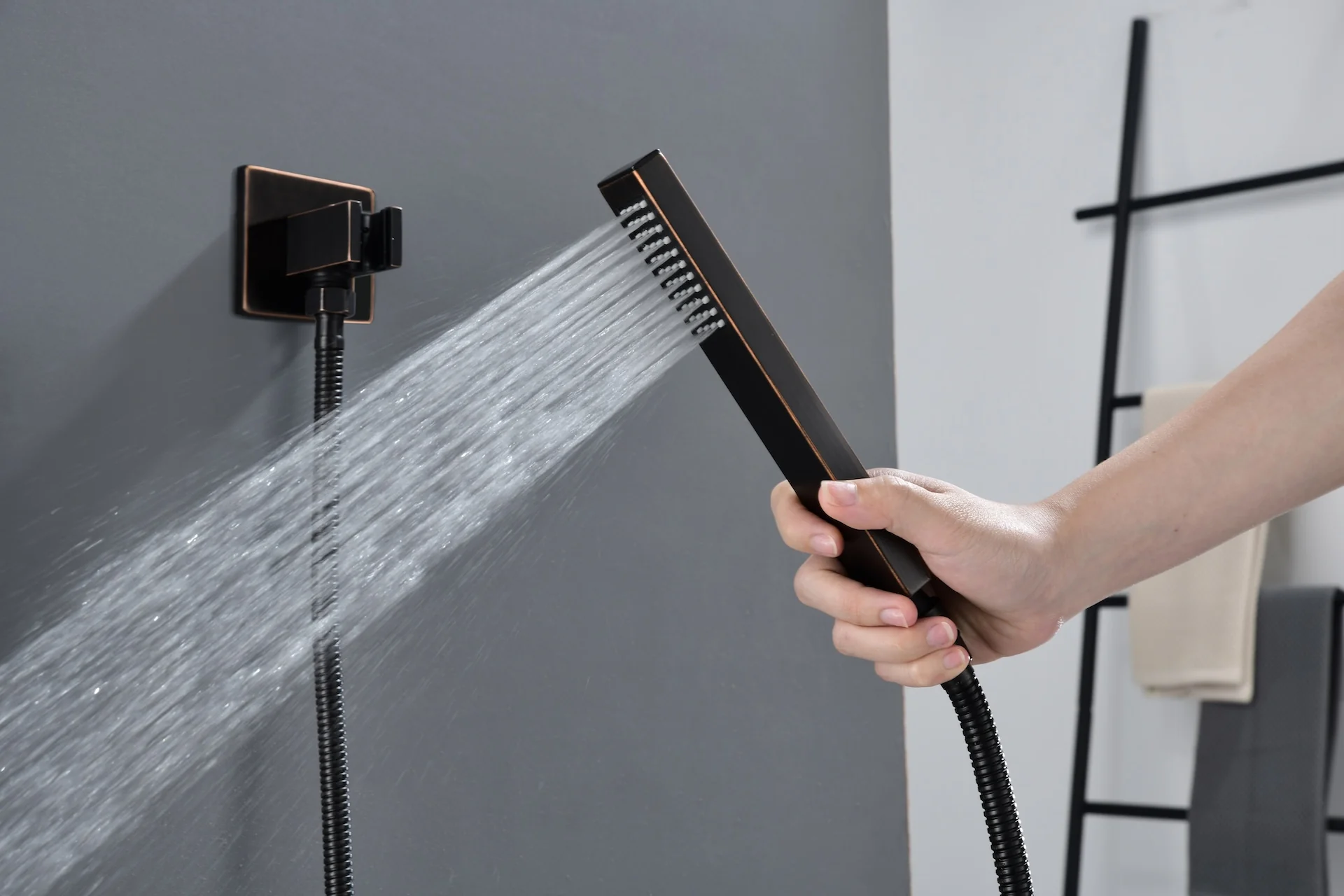 22" oil rubber bronze Rainfall/Waterfall Shower Head with 3-Way Thermostatic Faucet - Image 12