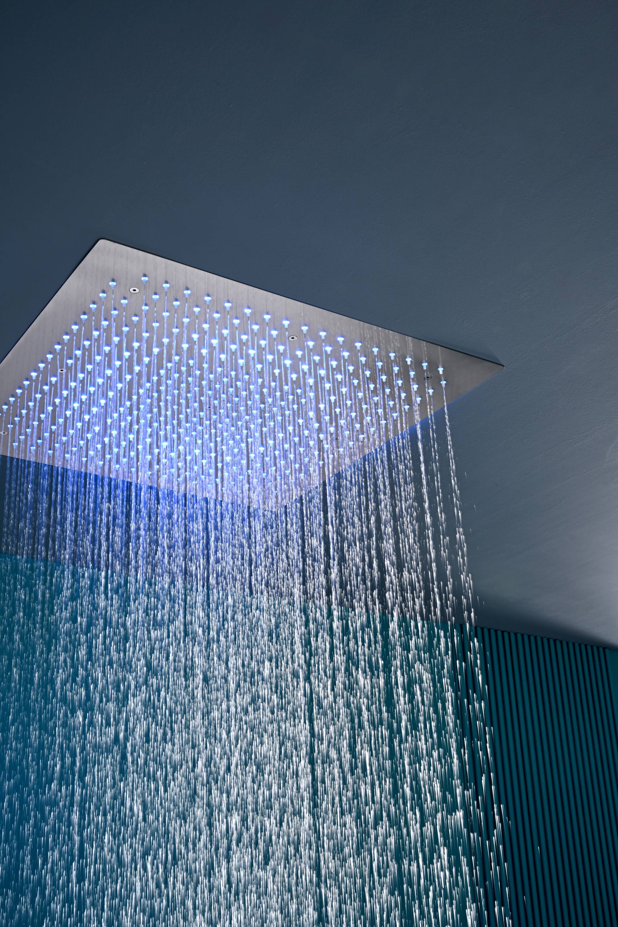 40 inch x 20 inch rainfall shower head 64 led light 6 way digital display shower faucet with dual regular heads and body jets - Image 42