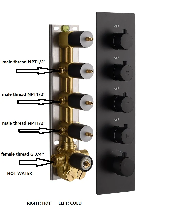 Matte Black 20-Inch LED Rainfall Mist Shower System with 4-Way Thermostatic Shower Faucet and Body Jets - Image 2