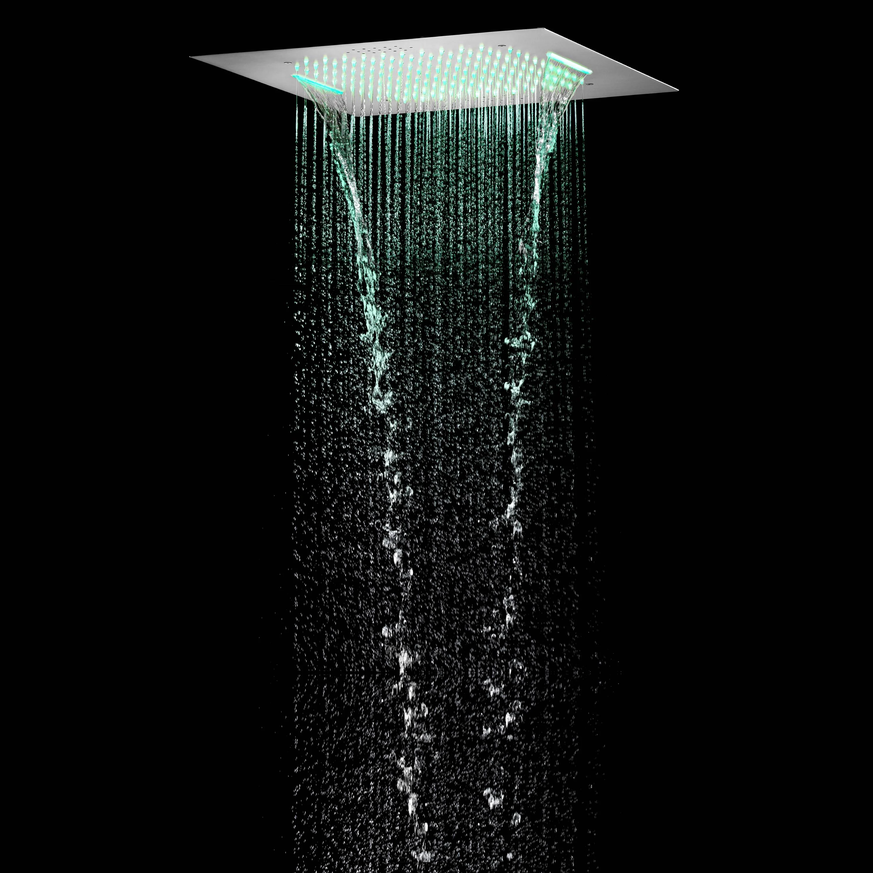 20 inch flush mount rainfall waterfall shower head with 4 way digital display valve and 4 inch body jets - Image 26