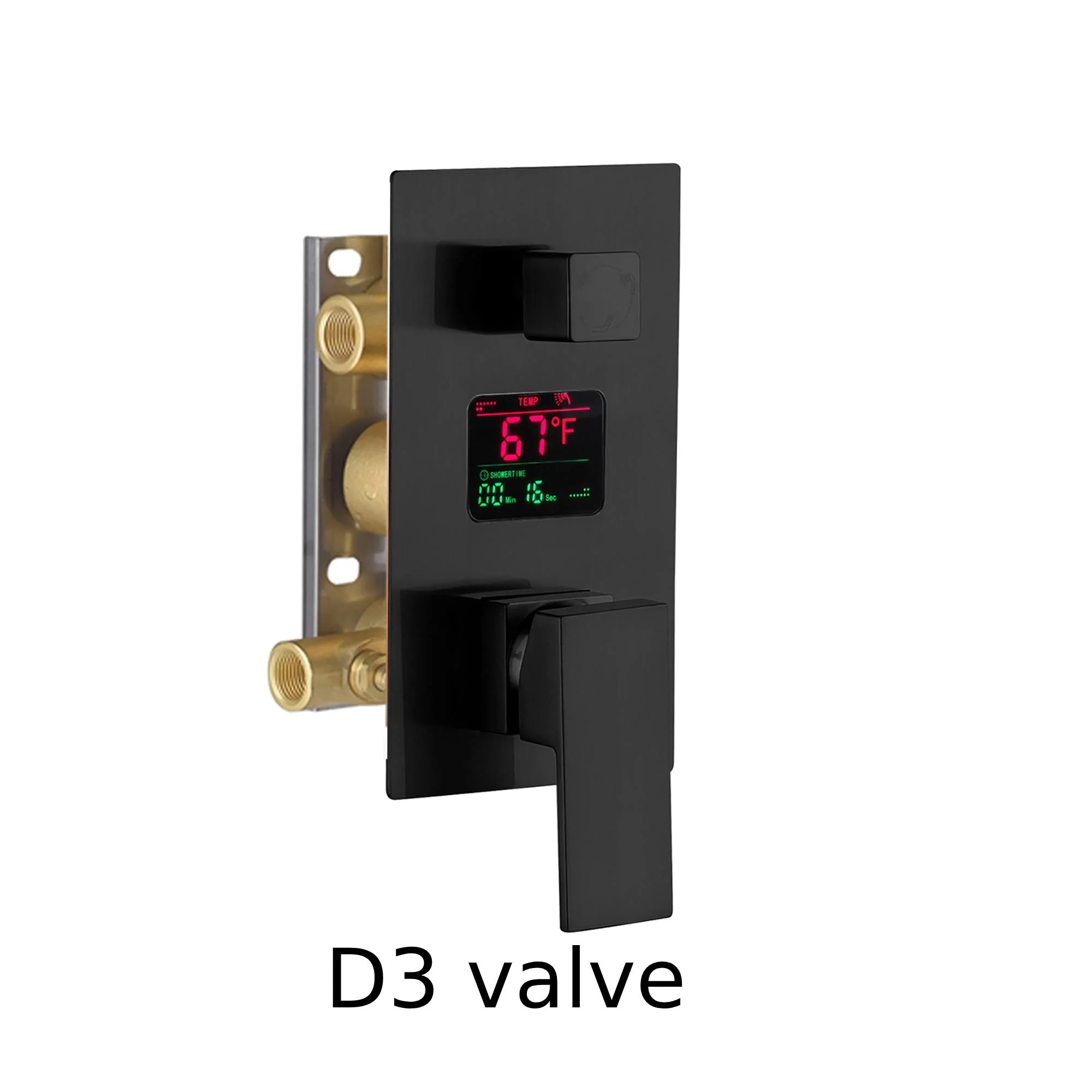 Matte Black Ceiling Mounted Shower Faucet: 20" or 24" with LED Colors, Digital Display Valve, 6 Body Jets - Image 6