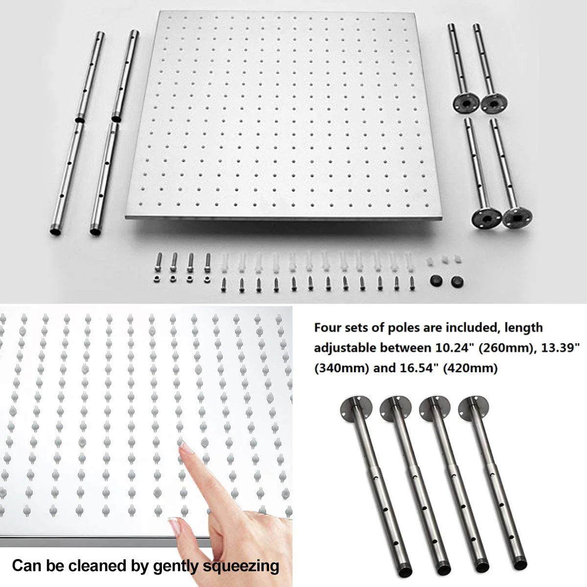 20'' or 24'' Ceiling-Mounted LED Chrome 3-Way Thermostatic Shower Faucet with Independent and Simultaneous Functionality - Image 5