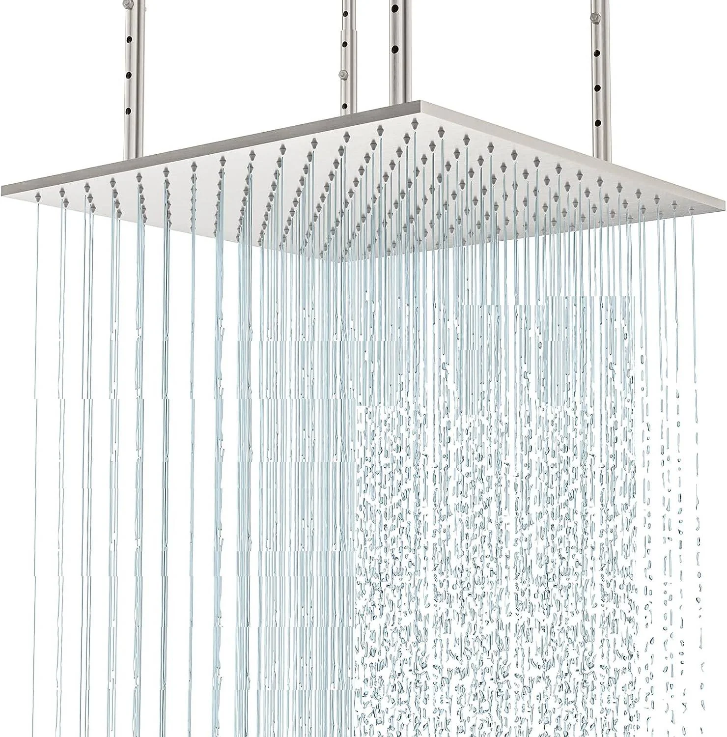 20-Inch Brushed Nickel Rainfall Shower Head: Choose Between Non-LED or LED, Enjoy Ceiling-Mounted - Image 5