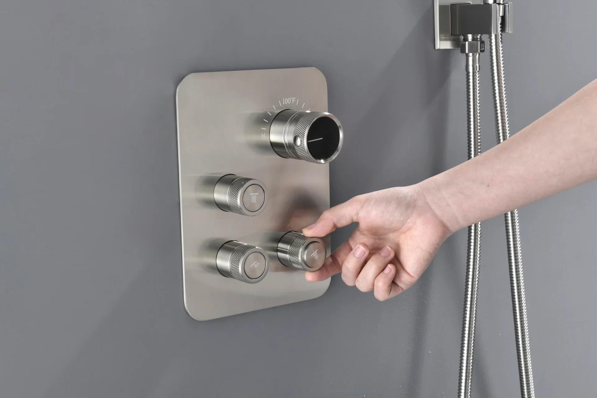 20-Inch Brushed Nickel Ceiling-Mount Rainfall, Waterfall and Mist Shower System with 3-Way Thermostatic Valve - Image 10