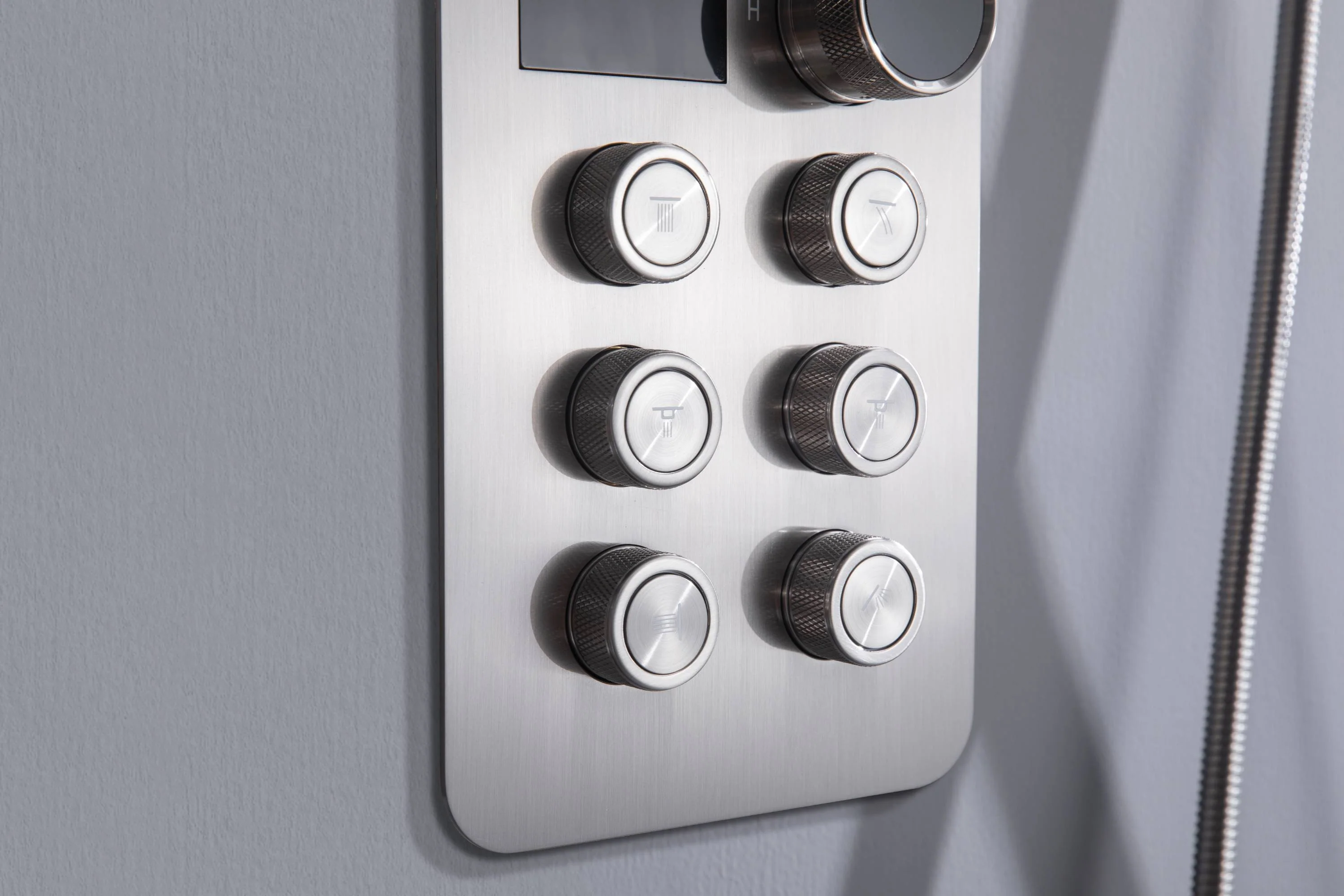 20" Brushed Nickel Rainfall Shower System: 6-Way Thermostatic Control, Dual Heads, 6 Body Jets - Image 7