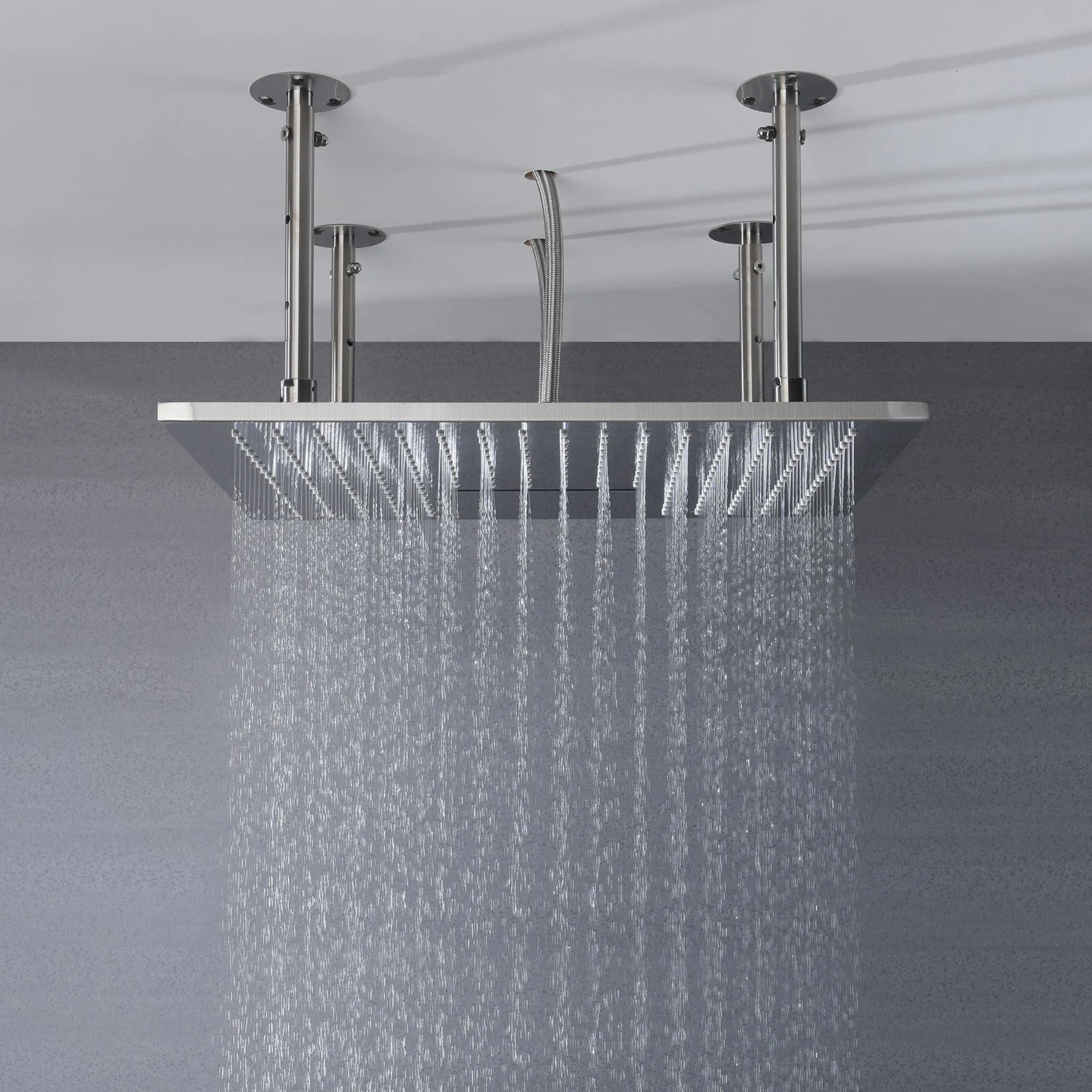 20" Brushed Nickel Rainfall Shower System: 6-Way Thermostatic Valve, Dual Heads, 6 Body Jets - Image 10