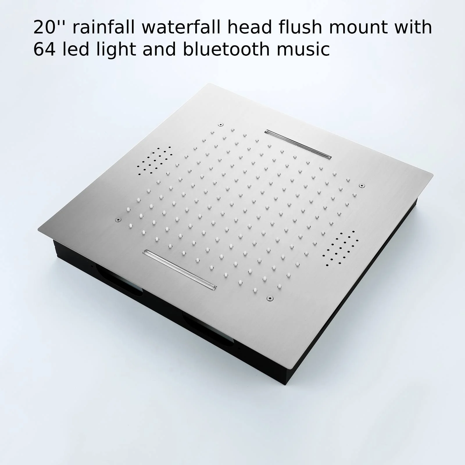 20" Brushed Nickel Rainfall Shower System: 6-Way Thermostatic Valve, Dual Heads, 6 Body Jets - Image 13