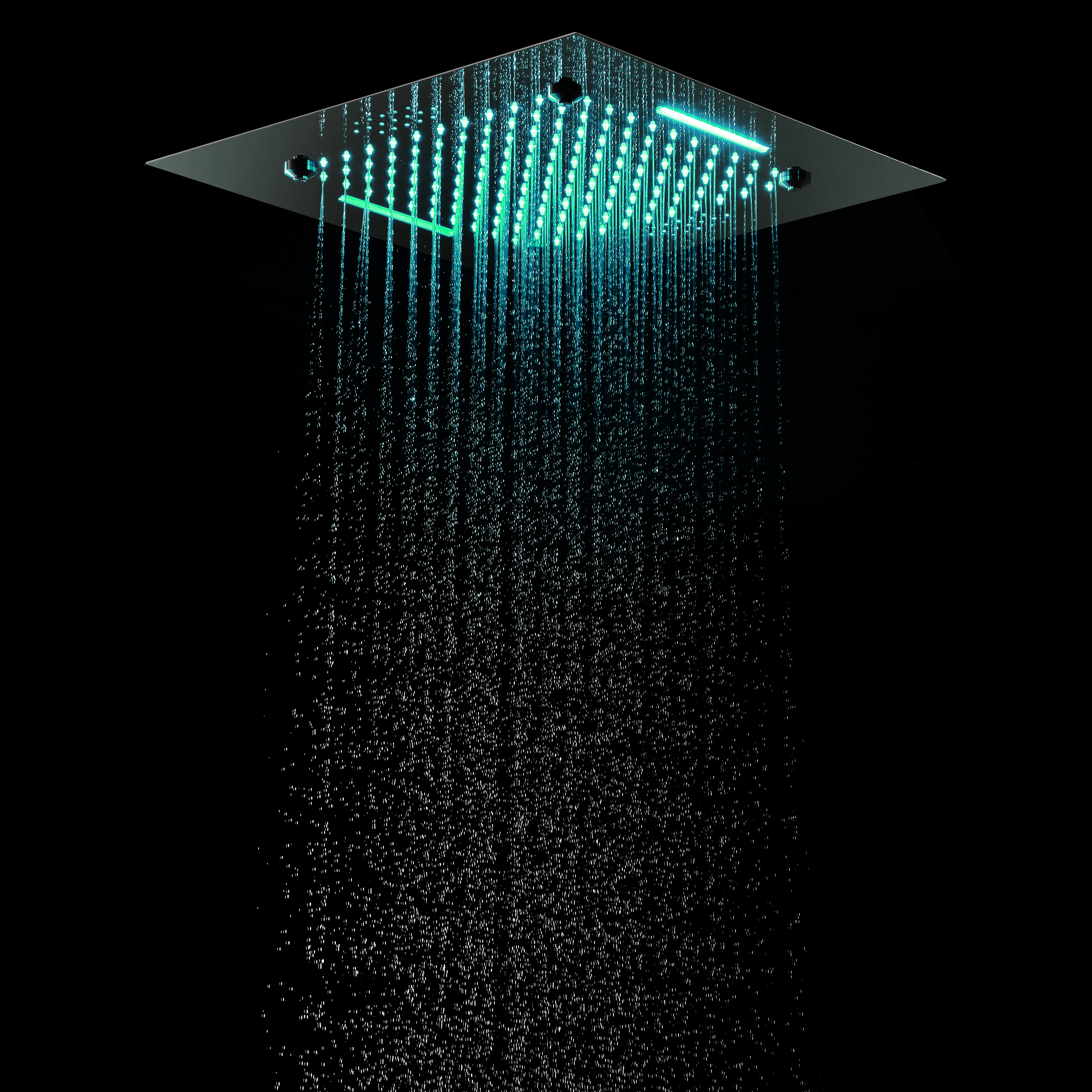 Bluetooth Music 64 LED colors 20inch chrome flushed on rainfall waterfall mist shower systems 5 way thermostatic valve with 6 body jets and touch panel - Image 2