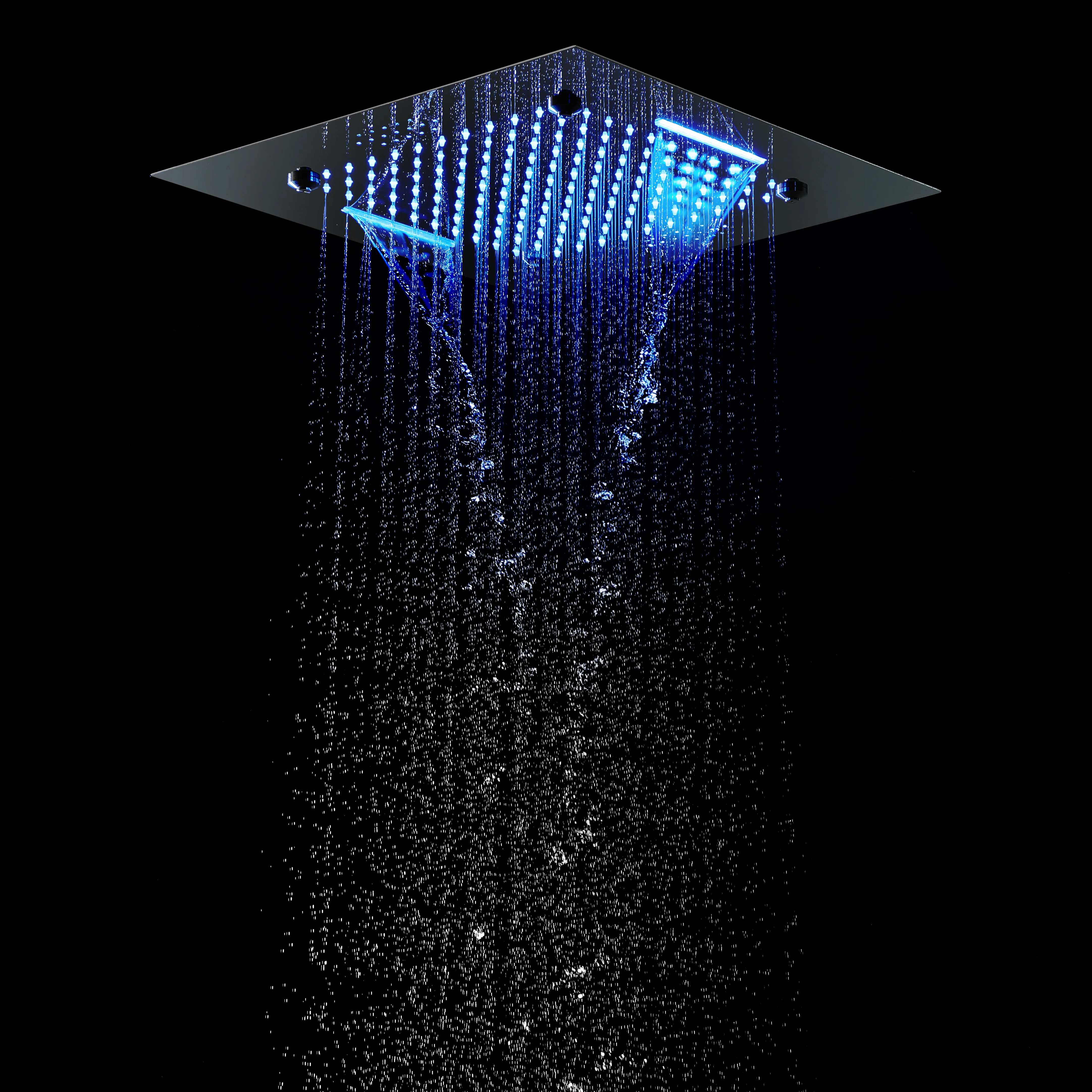 Bluetooth Music 64 LED colors 20inch chrome flushed on rainfall waterfall mist shower systems 5 way thermostatic valve with 6 body jets and touch panel - Image 4