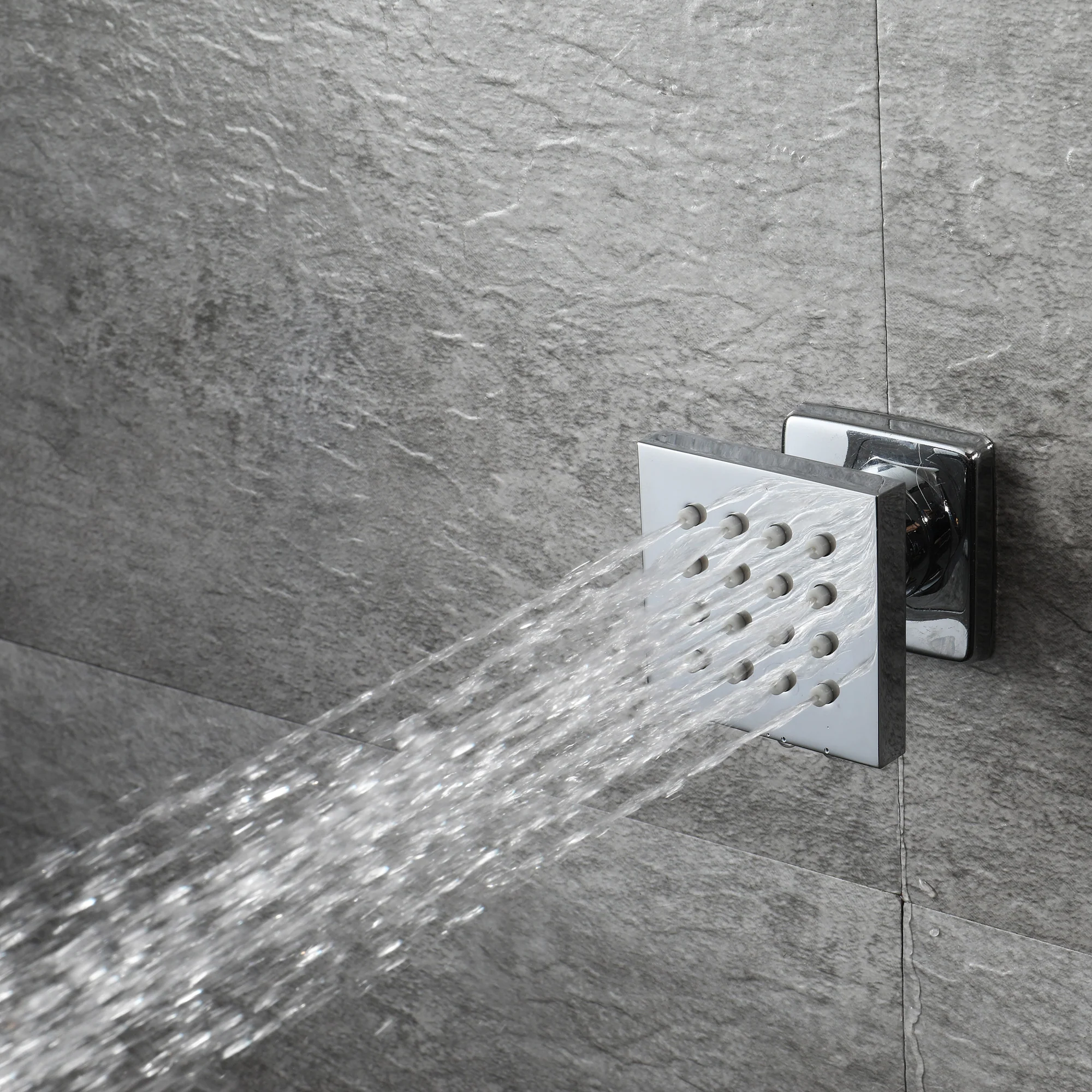 Bluetooth Music 64 LED colors 20inch chrome flushed on rainfall waterfall mist shower systems 5 way thermostatic valve with 6 body jets and touch panel - Image 8